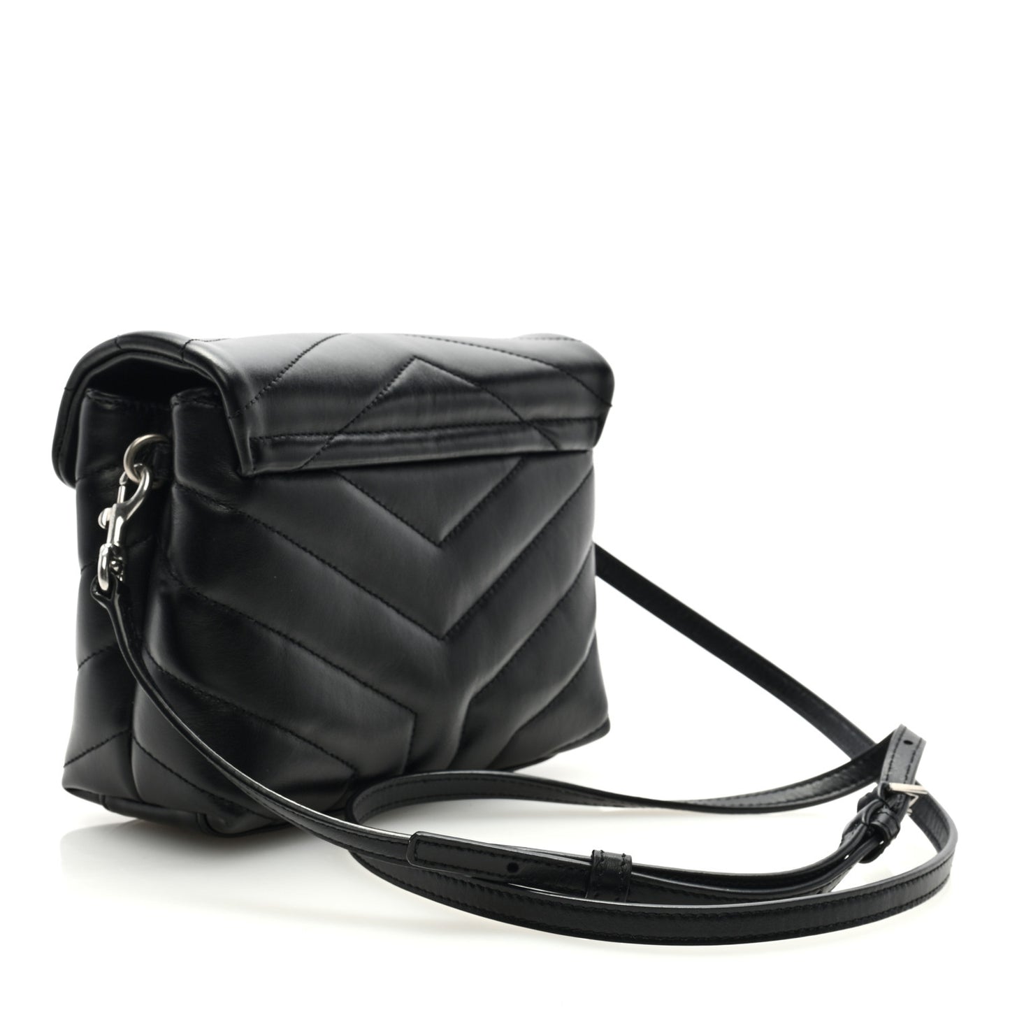 Calfskin Y Quilted Monogram Toy Loulou Crossbody Bag Black