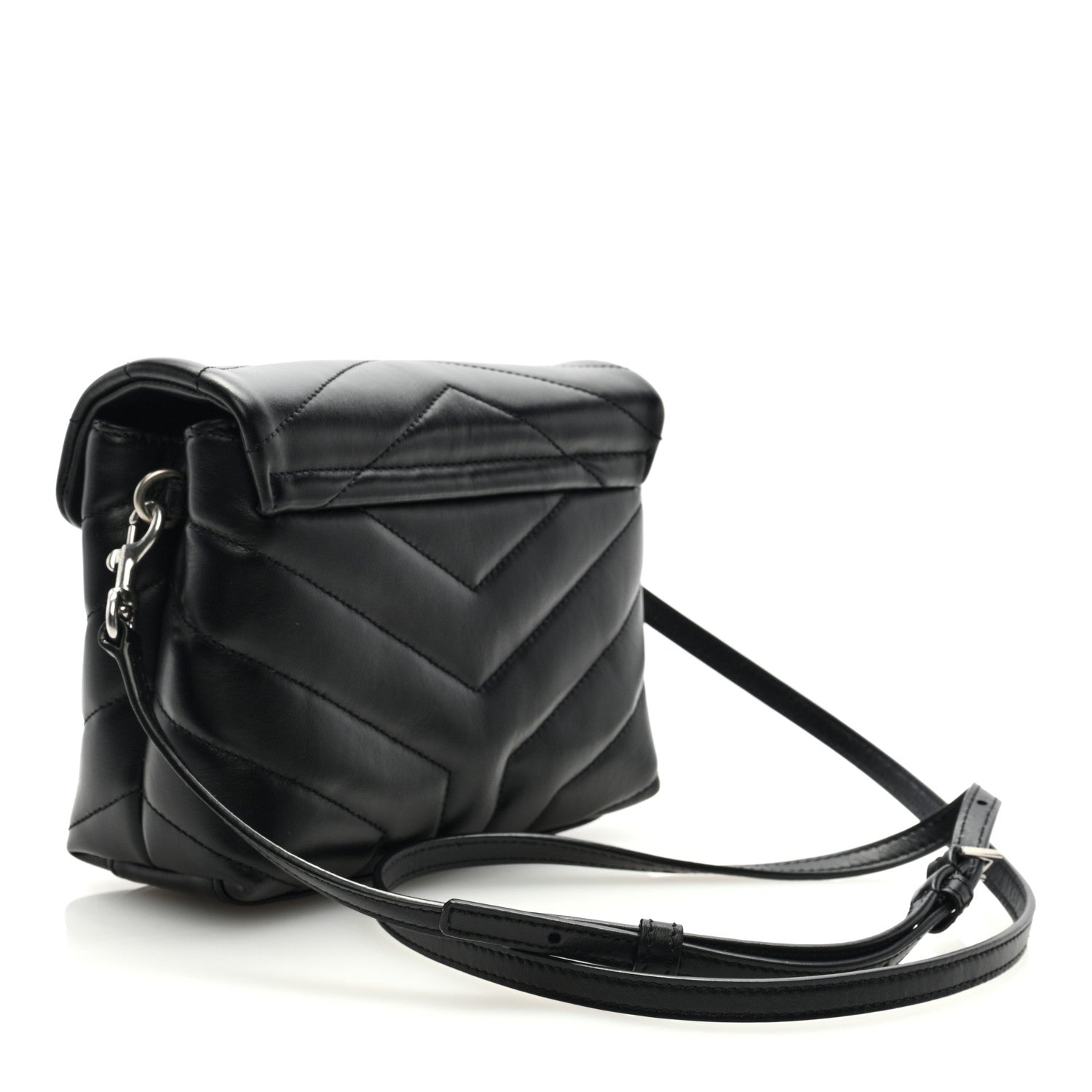 Saint Laurent Calfskin Y Quilted Monogram Toy Loulou Crossbody Bag Black 3 of 9