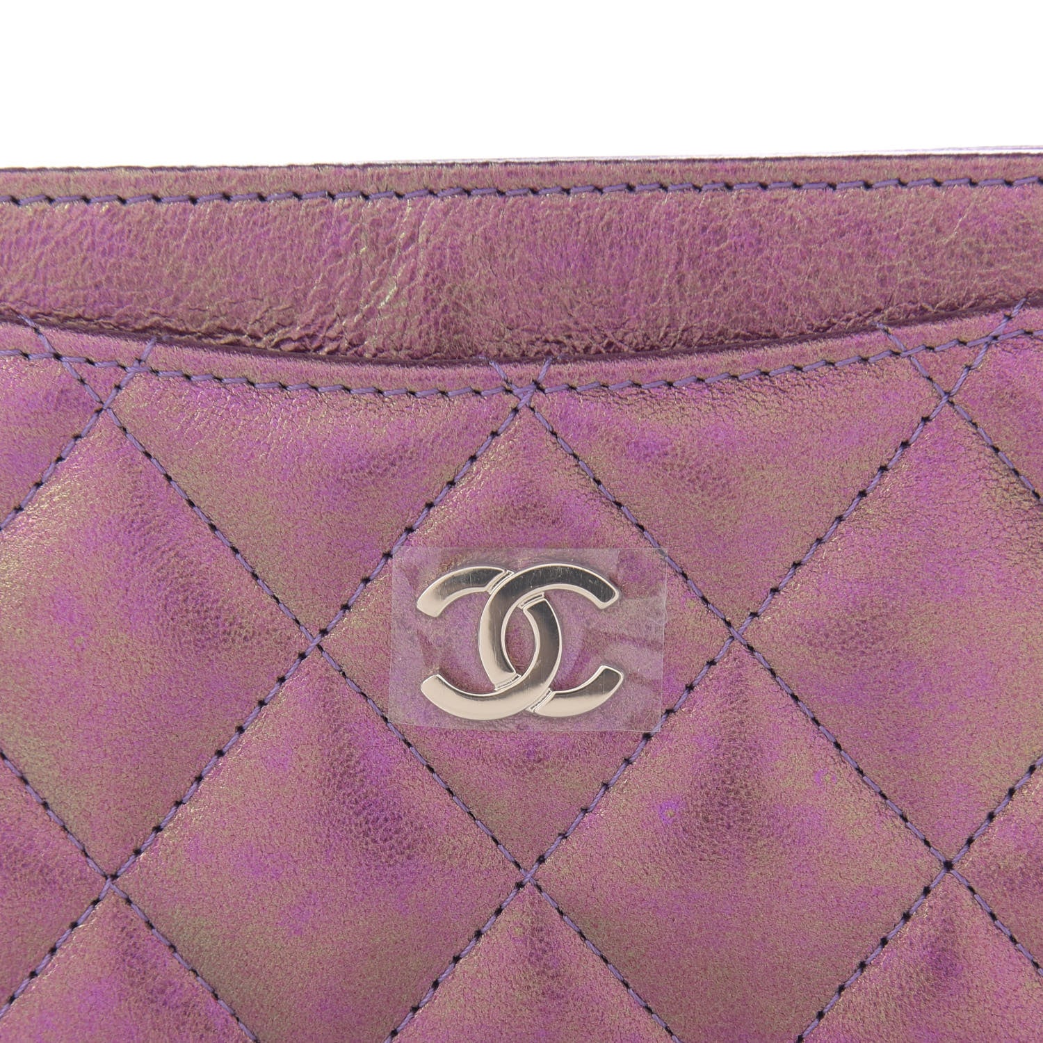 Chanel Iridescent Lambskin Quilted Card Holder Purple 9 of 9