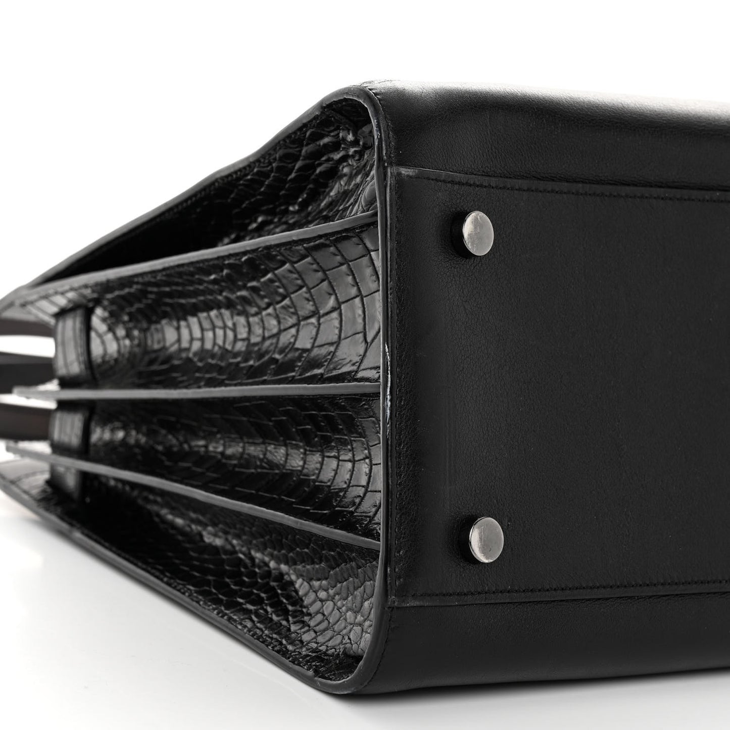 Calfskin Crocodile Embossed Small Sac de Jour Black