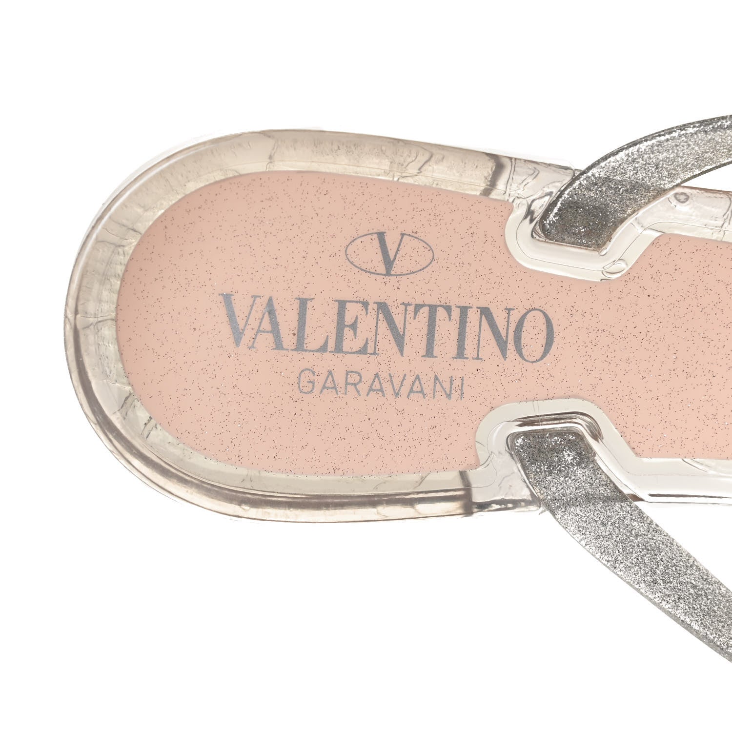 Valentino Garavani PVC Jelly Glitter Rockstud Bow Thong Sandals 40 Silver 6 of 7