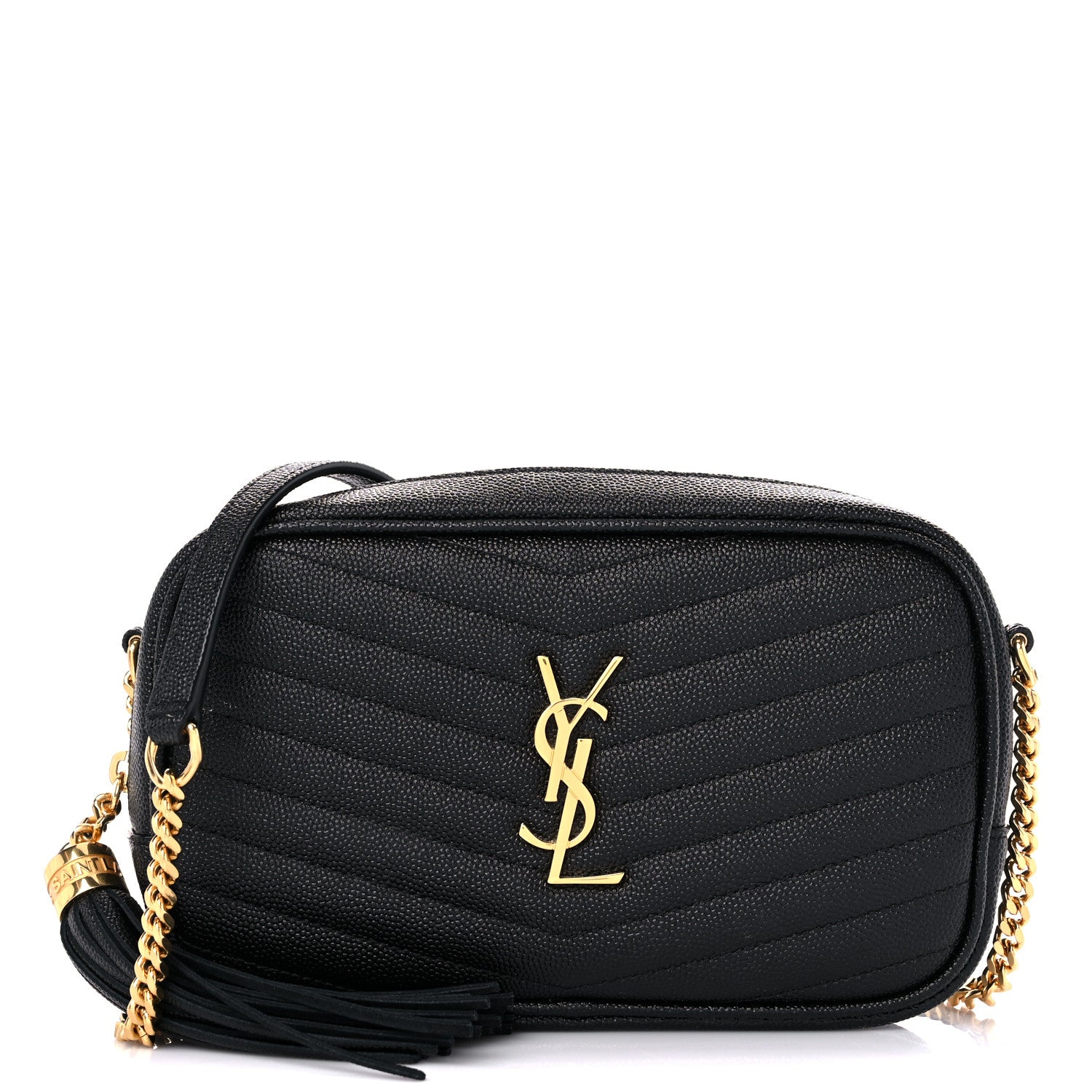 Saint Laurent Grain De Poudre Matelasse Monogram Mini Lou Camera Bag Black 1 of 12