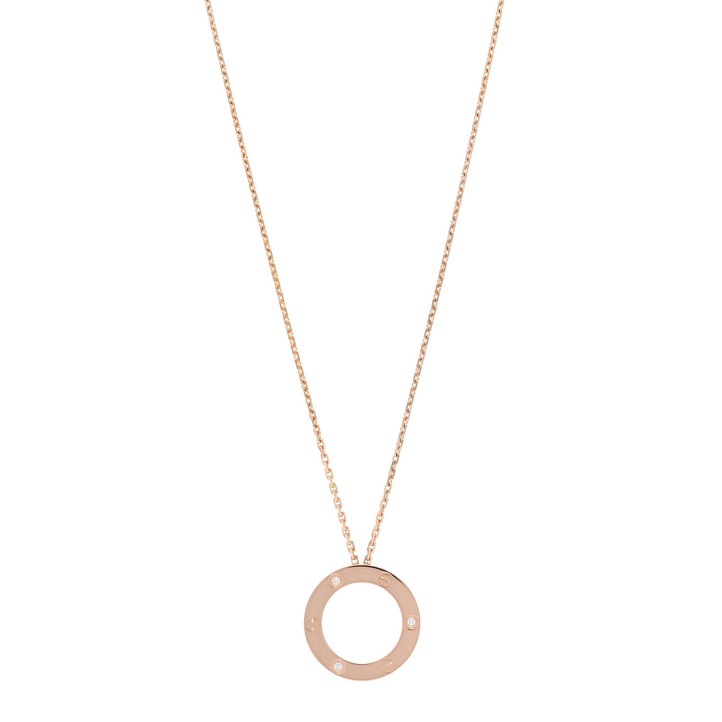 18K Pink Gold 3 Diamonds LOVE Pendant Necklace