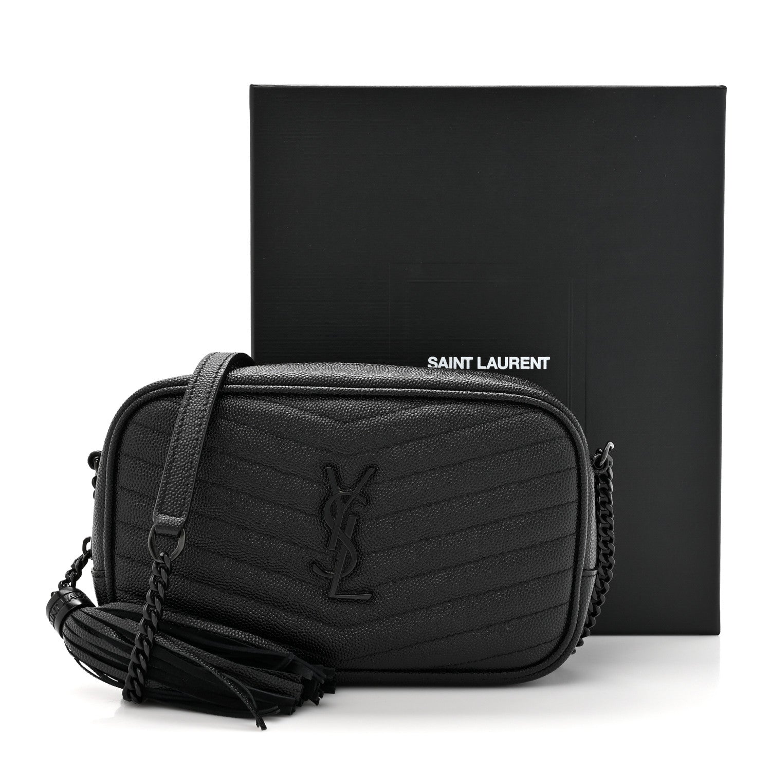 Saint Laurent Grain De Poudre Matelasse Monochrome Monogram Mini Lou Camera Bag Black 11 of 11