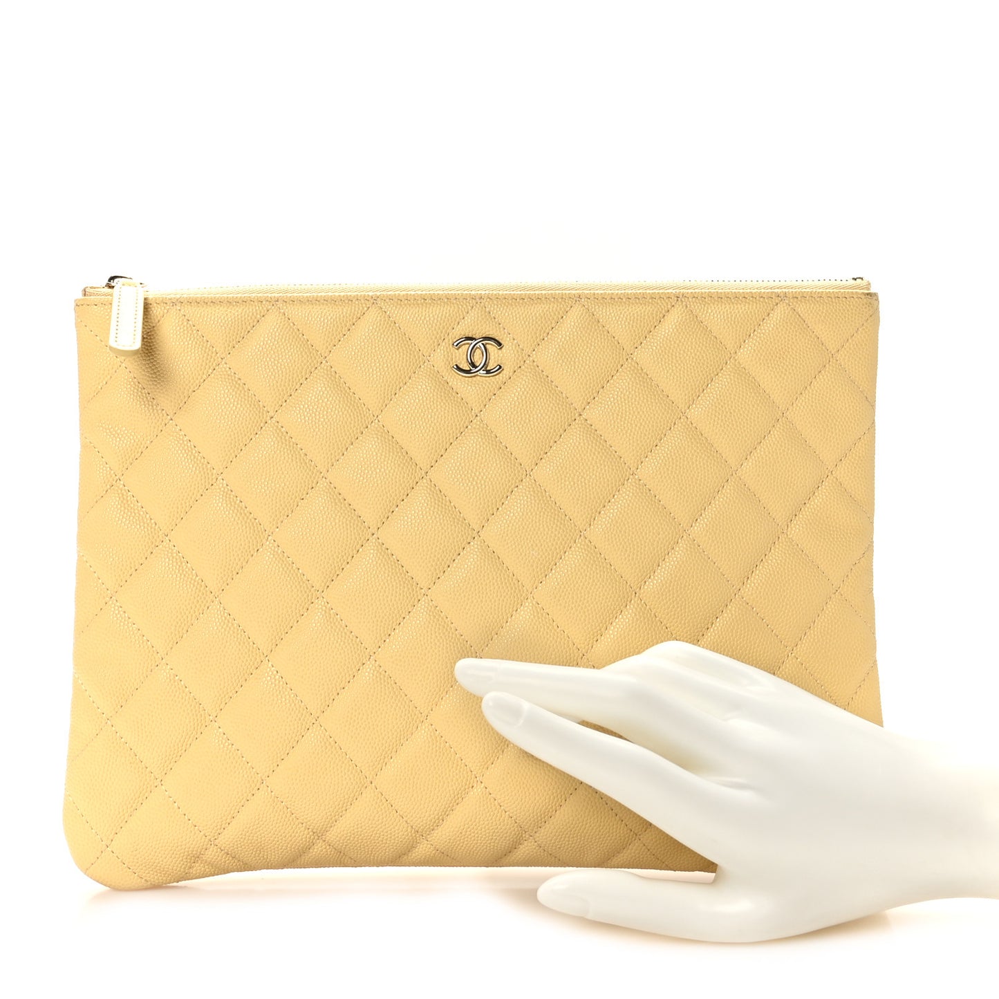Caviar Quilted Medium Cosmetic Case Yellow
