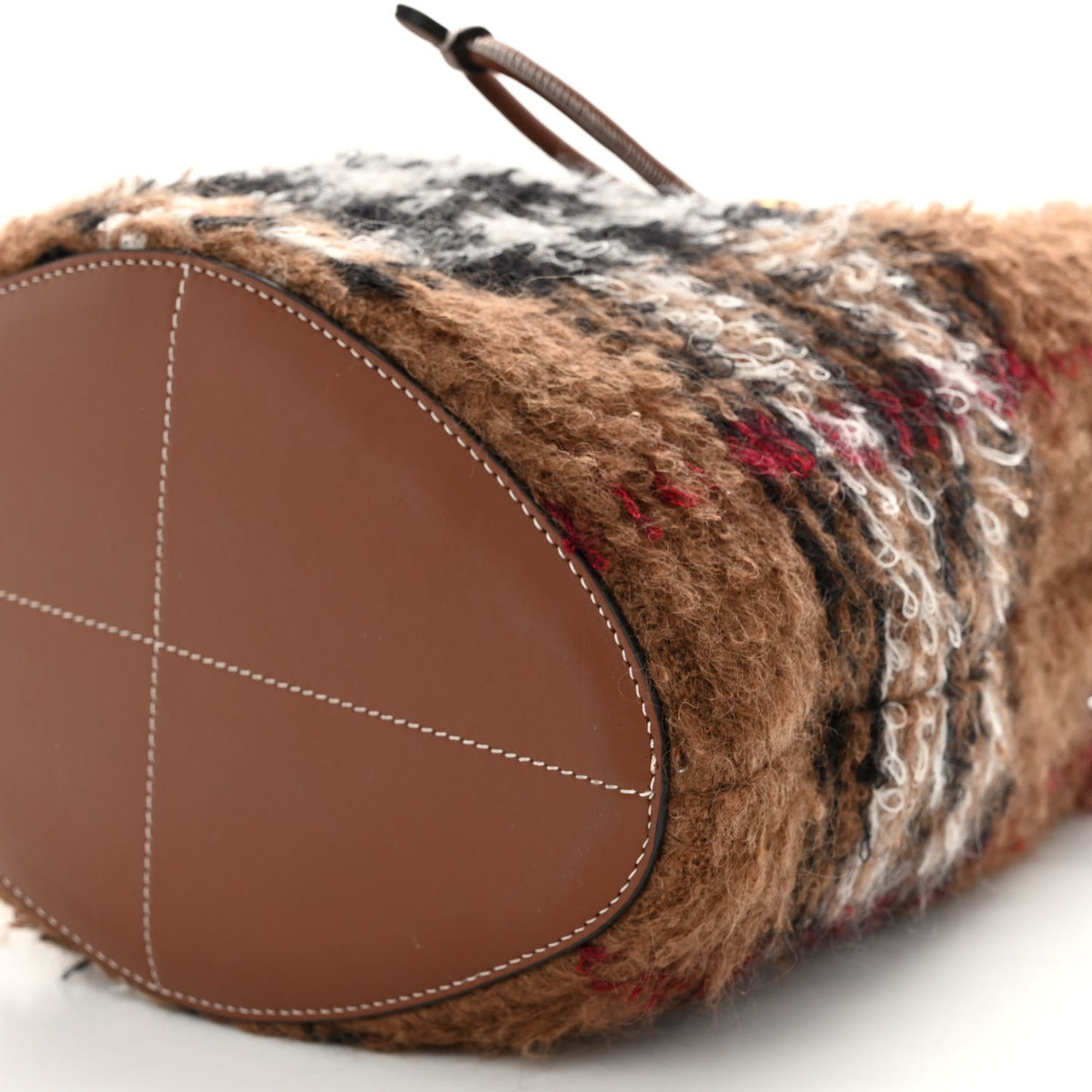 Mohair Check Calfskin TB Small Bucket Bag Brown