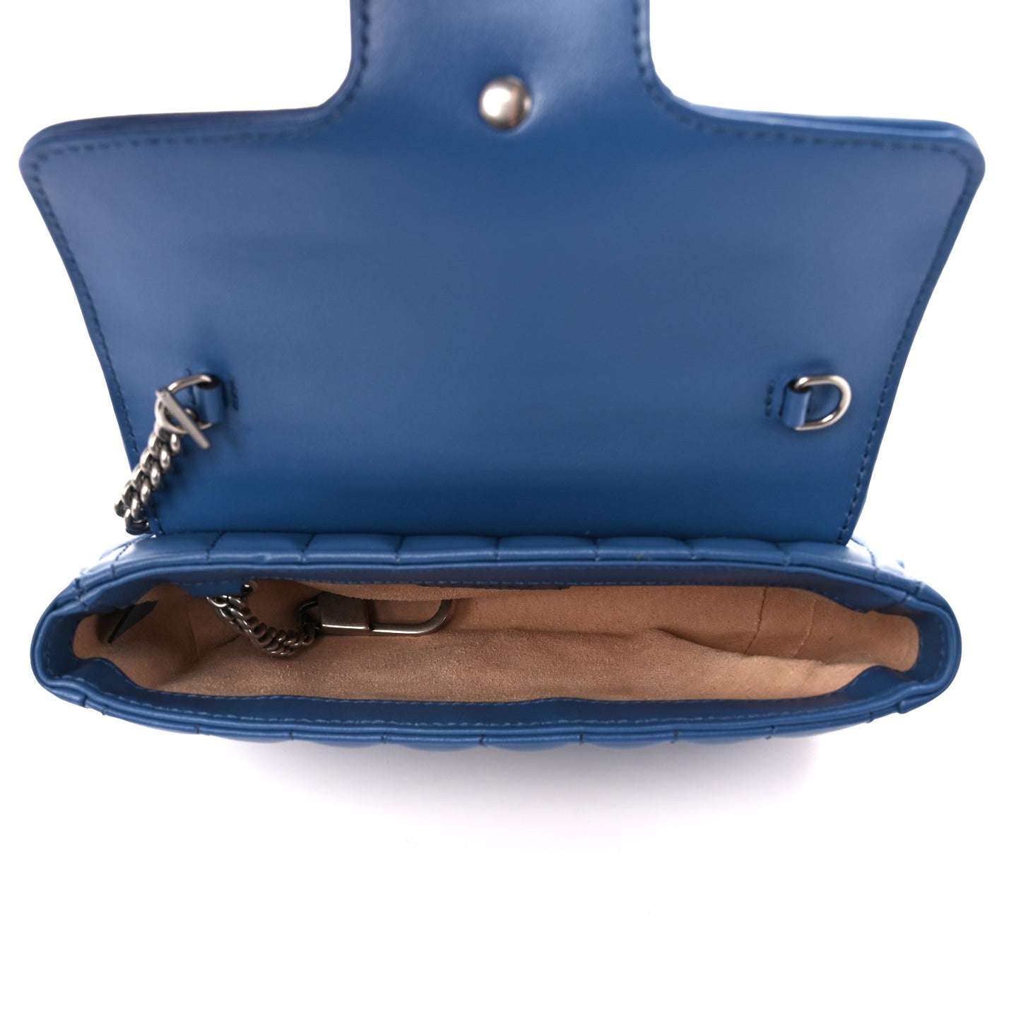 Calfskin Matelasse Aria Super Mini GG Marmont Shoulder Bag Clear Blue