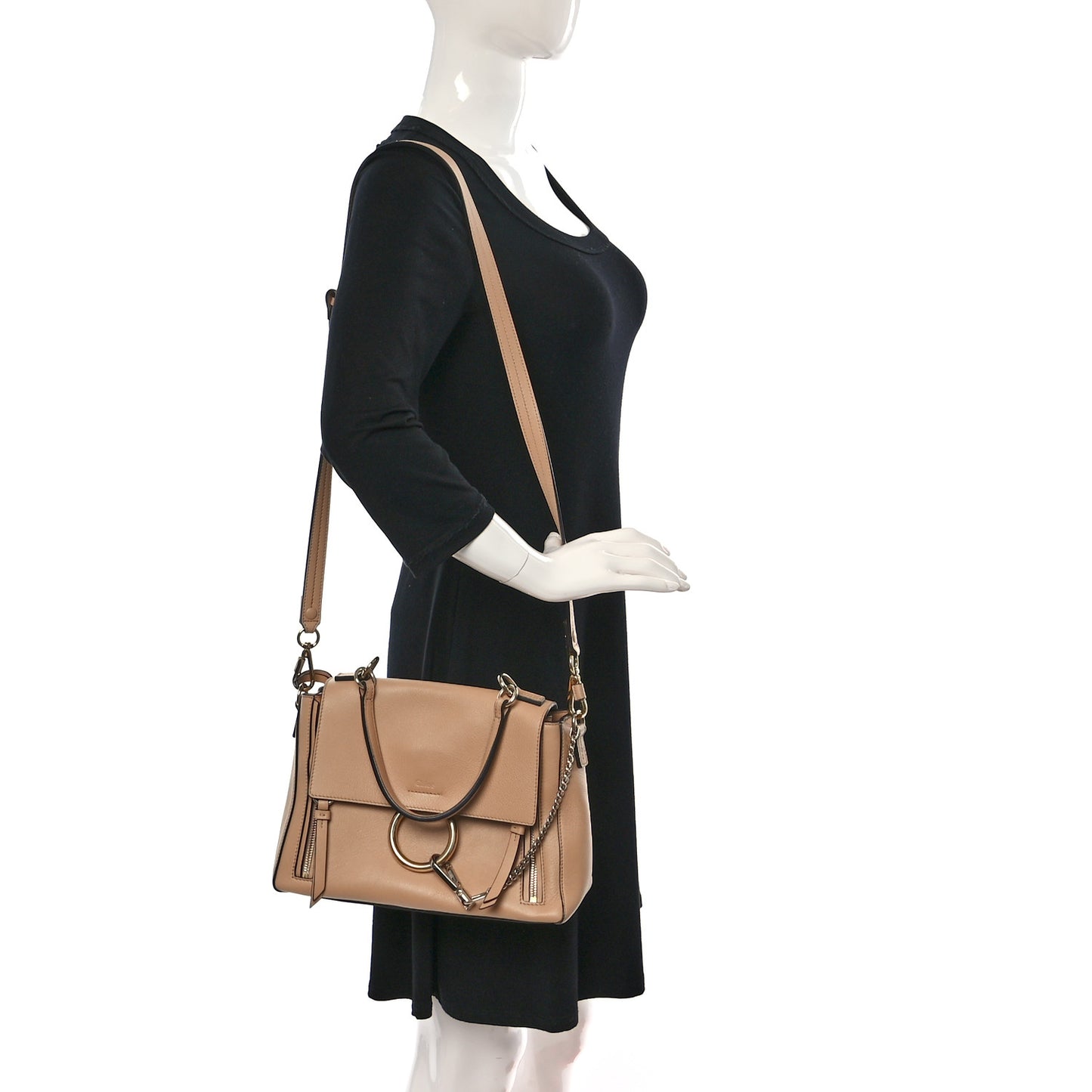 Calfskin Small Faye Day Shoulder Bag Blush Nude