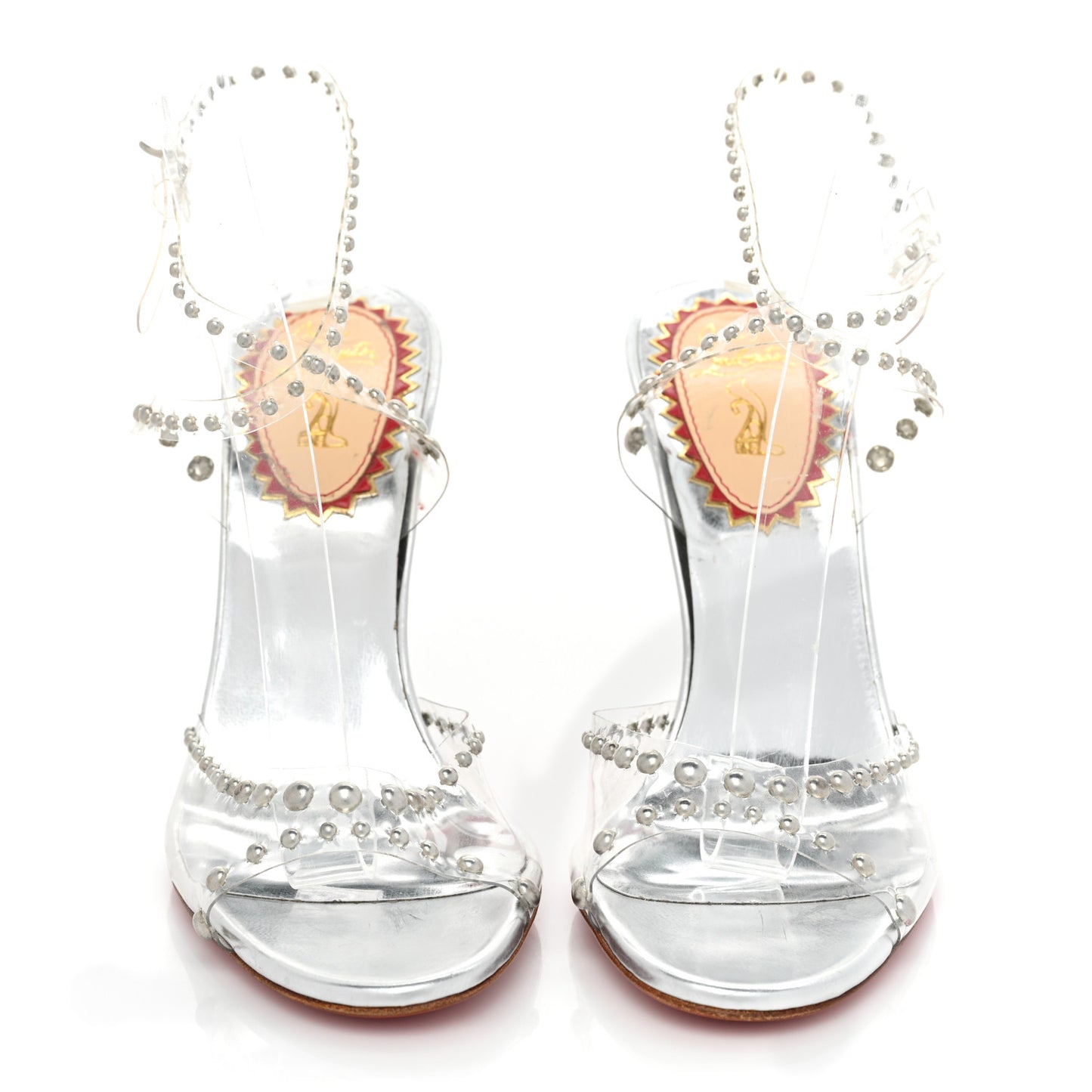 PVC Specchio Calfskin Icone A Clous 100 Sandals 36.5 Version Silver