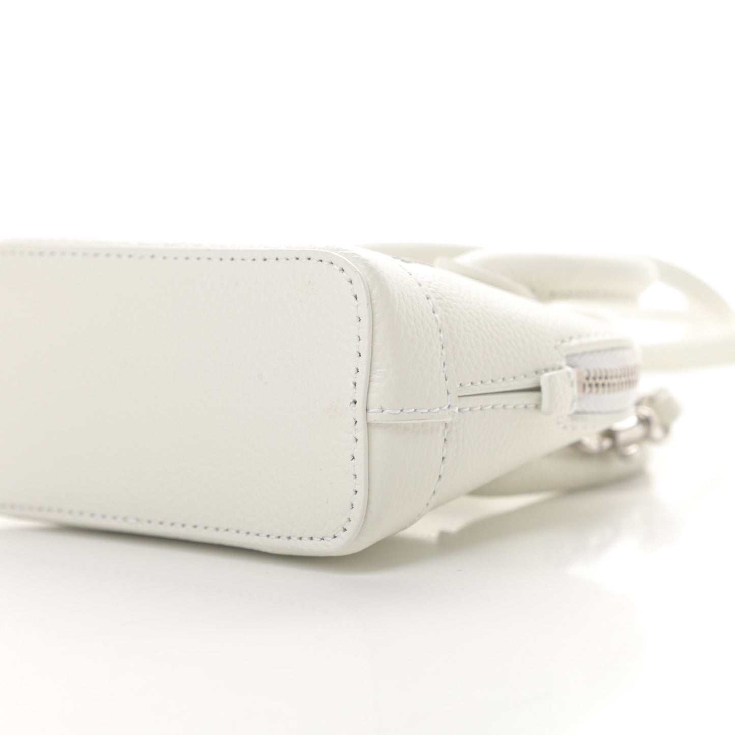 Grained Calfskin Logo Mini Ville Top Handle Bag White Black