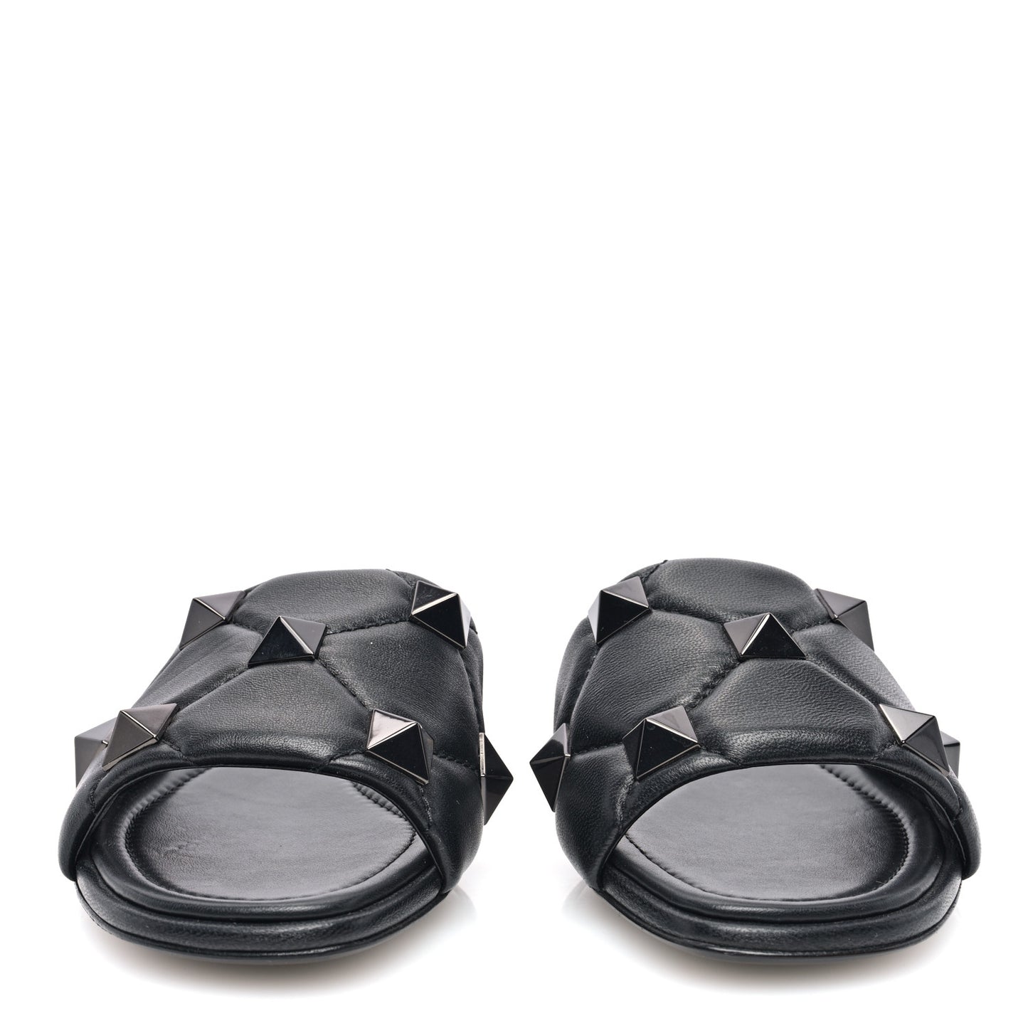 Nappa Monochrome Roman Stud Flat Slide Sandals 36.5 Black
