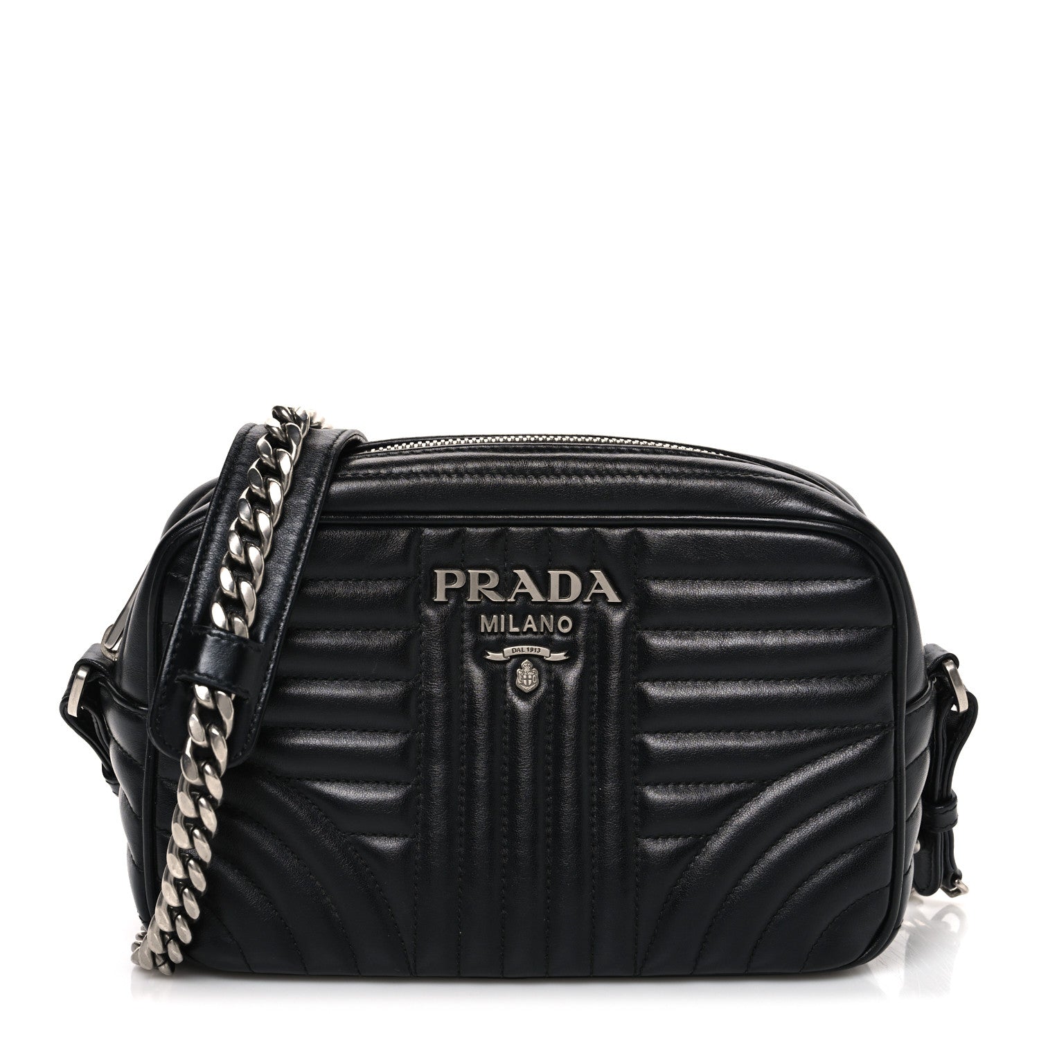 Prada Soft Calfskin Diagramme Camera Bag Black 1868106 – FASHIONPHILE