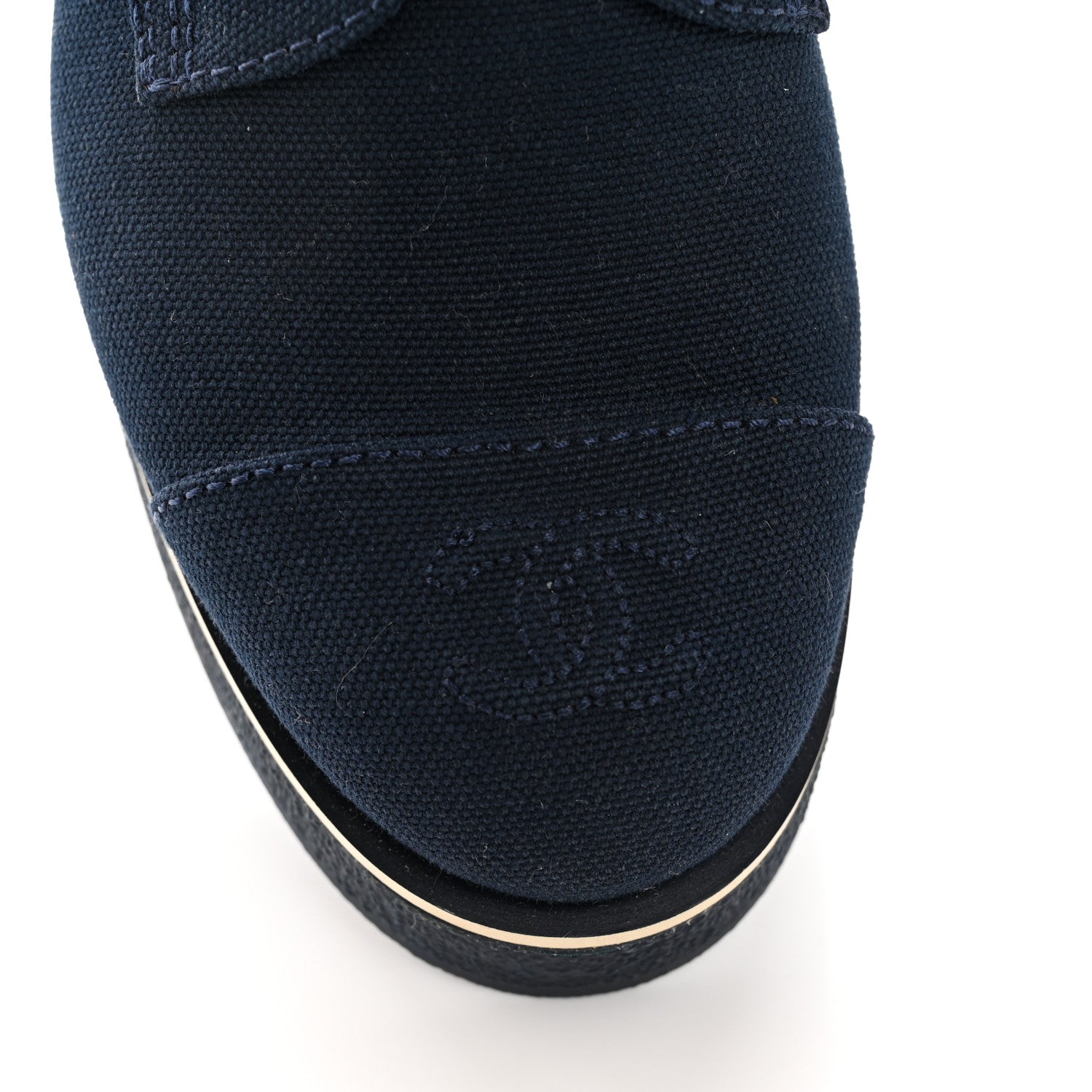 Chanel Fabric Lace Up Combat Boots 38 Navy Blue 15 of 16
