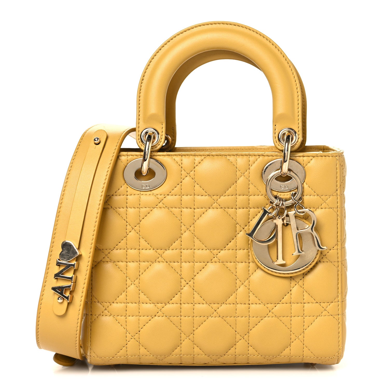 Christian Dior Lambskin Cannage Small My ABCDior Lady Dior Yellow