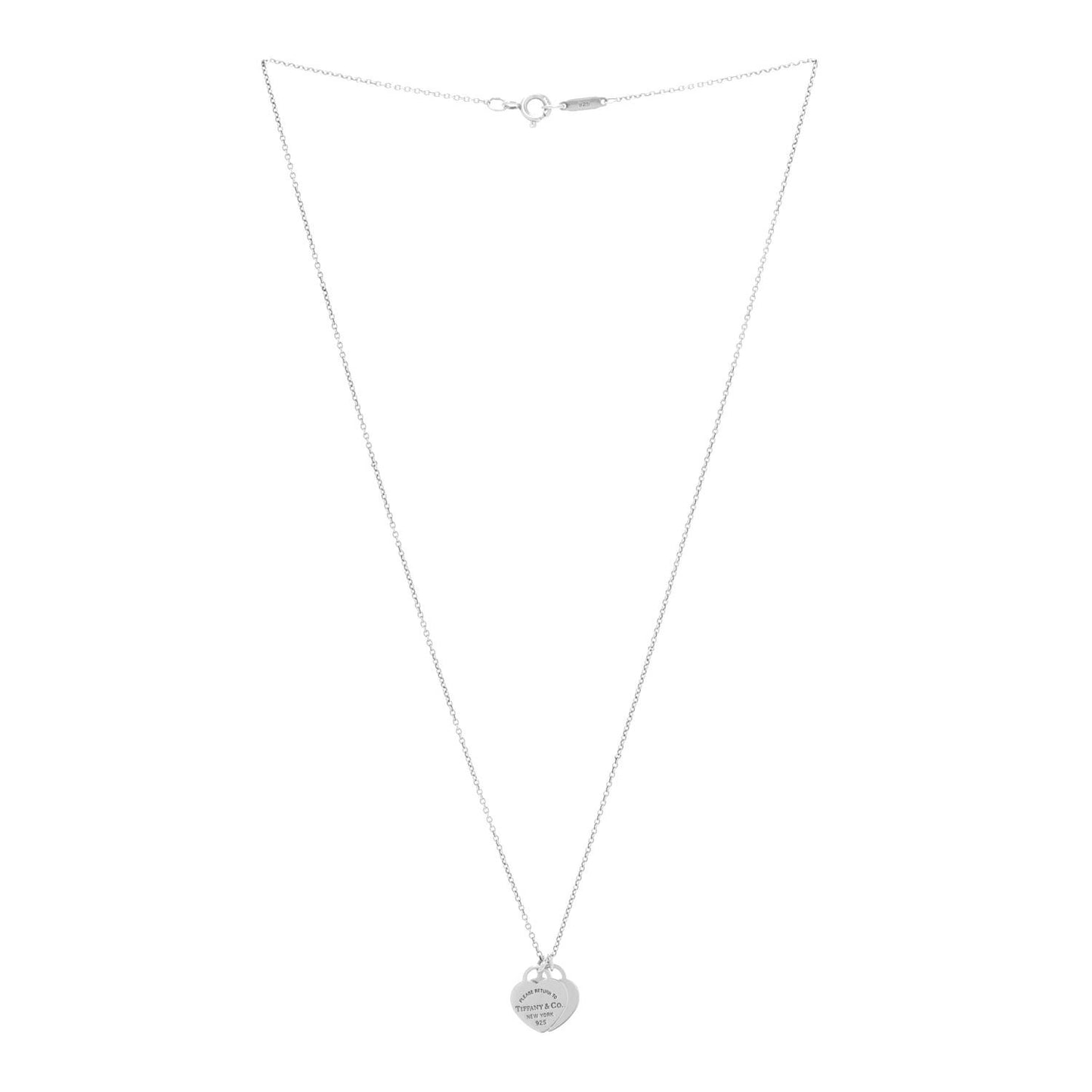 Sterling Silver Mini Return to Tiffany Double Heart Tag Pendant Necklace