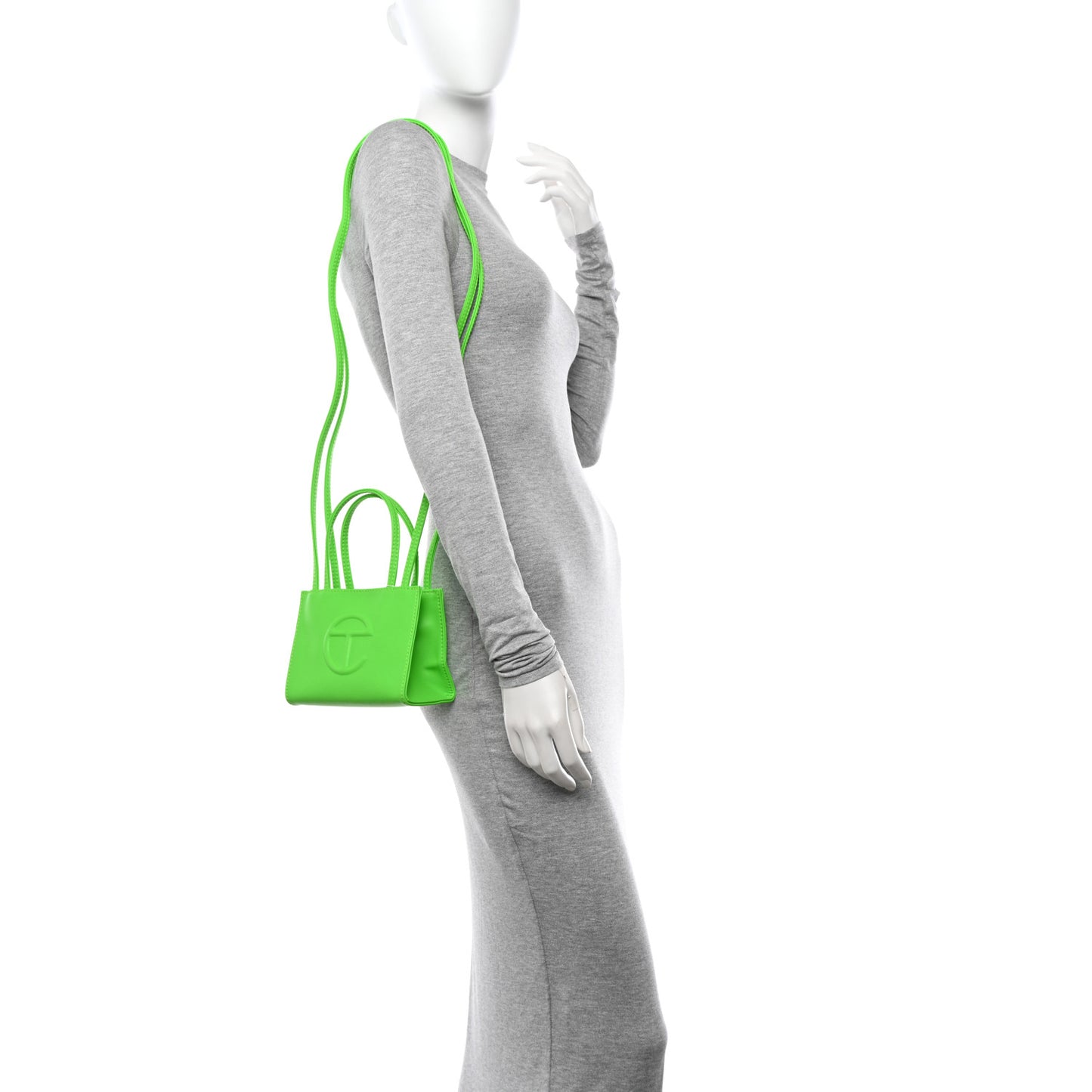 Vegan Leather Small Shopping Bag Highlighter Green