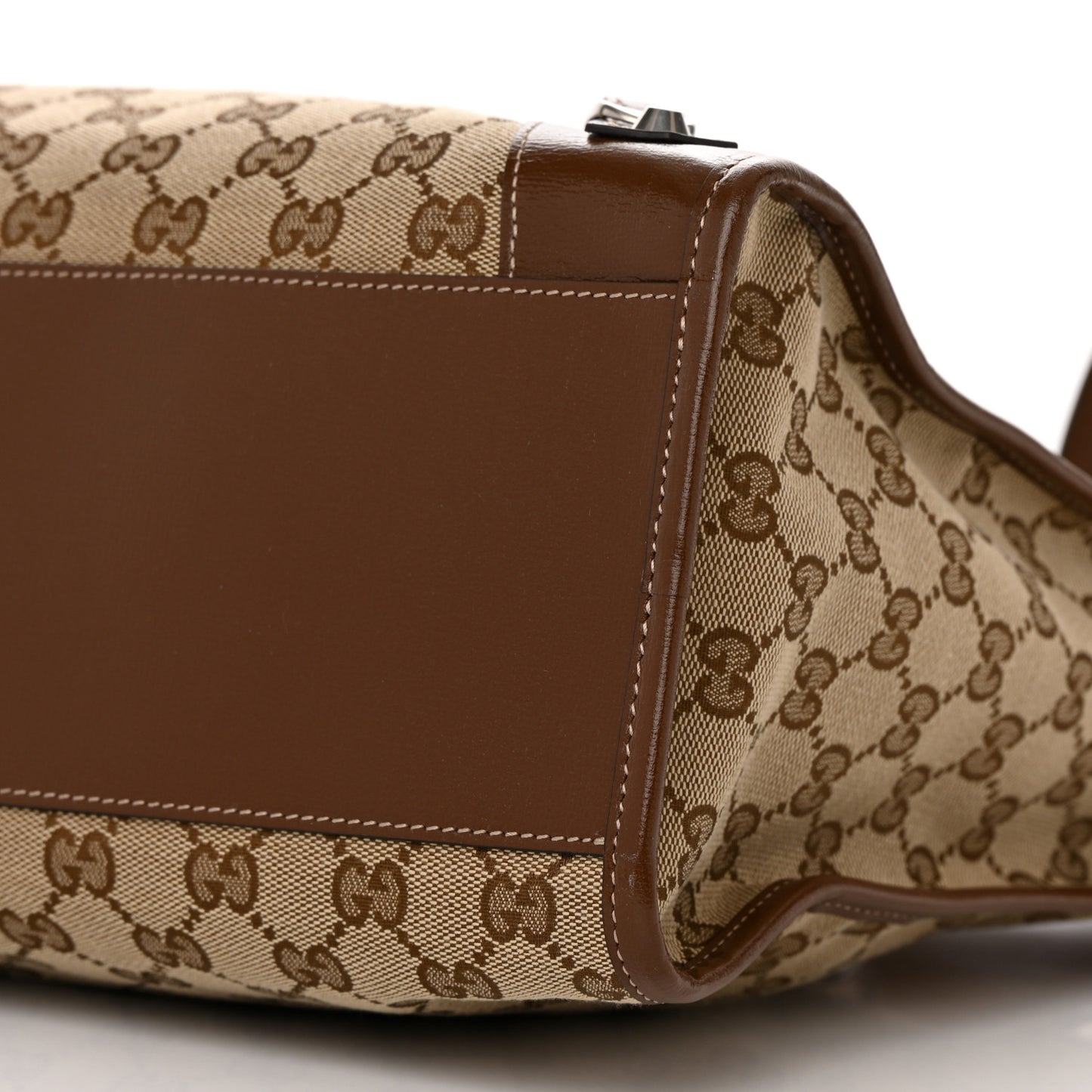X GUCCI GG Monogram Azalea Calfskin Neo Classic Silver Hardware Medium City Beige Ebony Brown Sugar