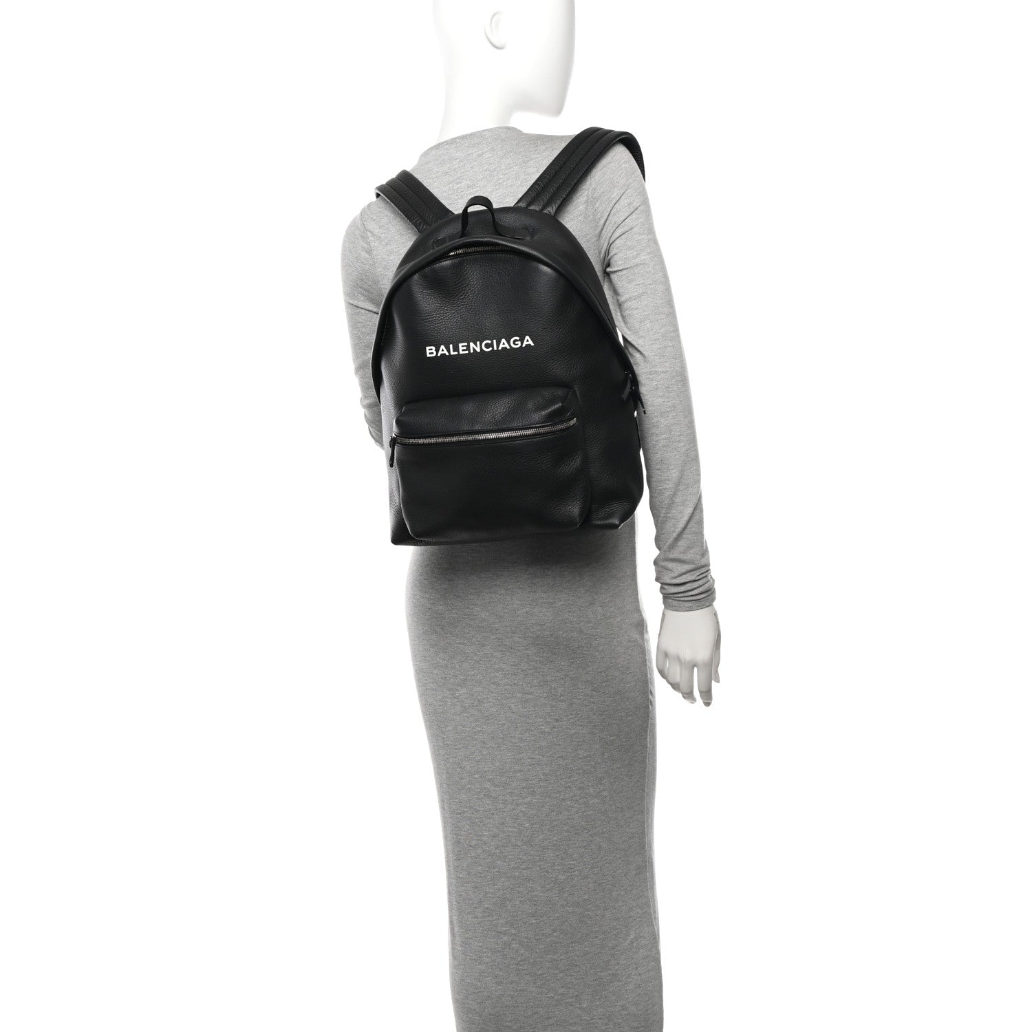 Balenciaga Calfskin Logo Small Everyday Backpack Black White 2 of 14