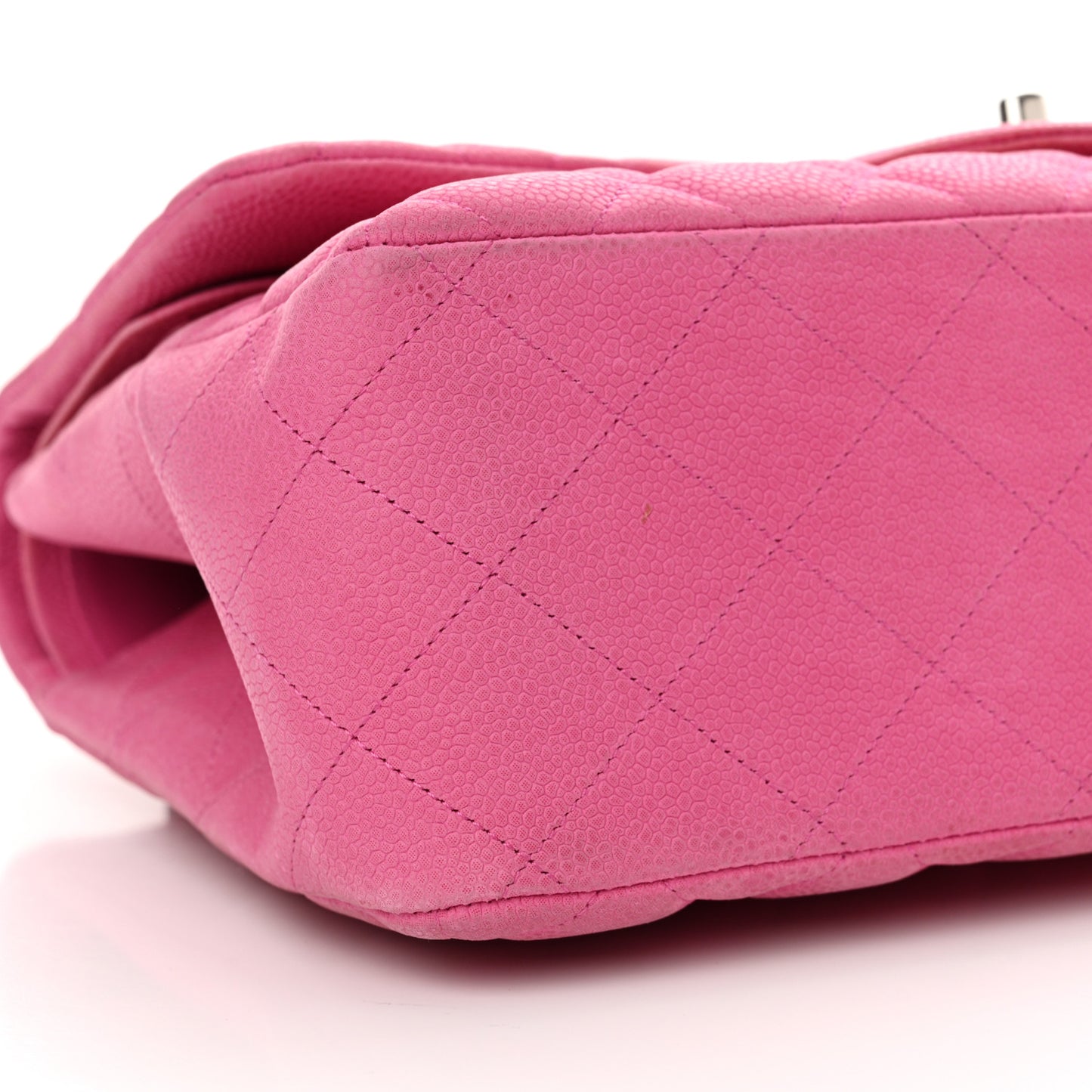 Iridescent Caviar Quilted Jumbo Double Flap Pink