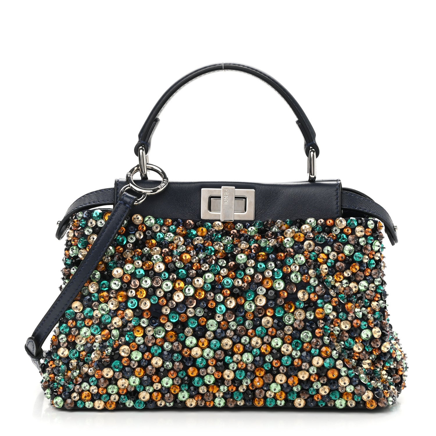 Fendi Beaded Micro Peekaboo Iconic Satchel Blue Multicolor 981024