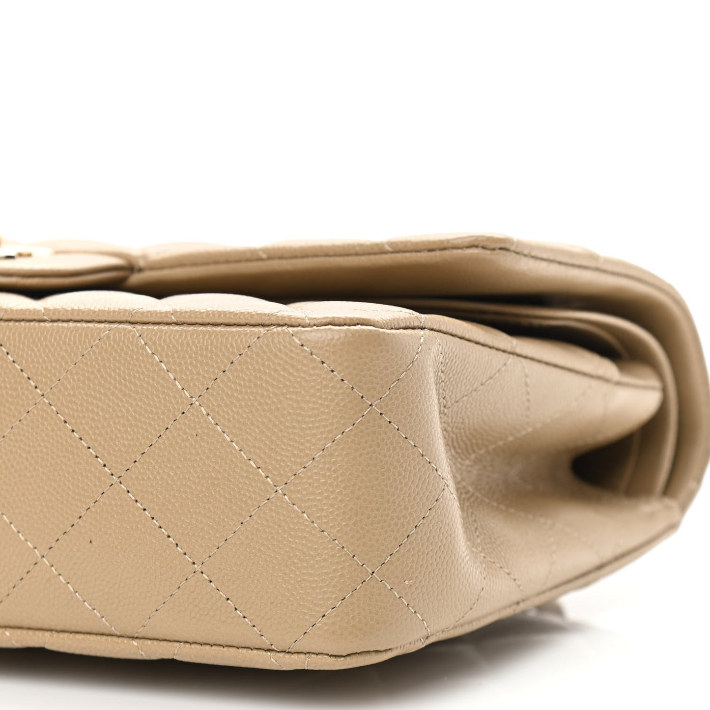 Caviar Quilted Medium Double Flap Dark Beige