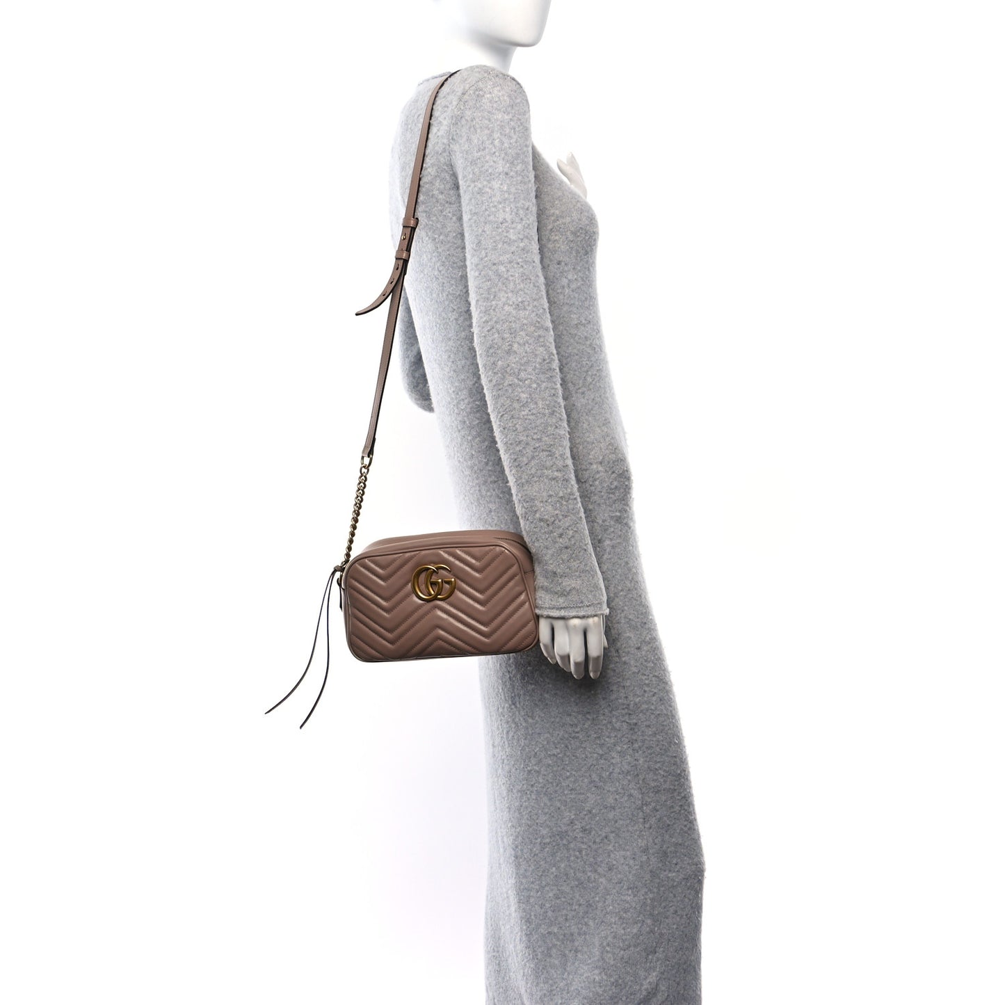 Calfskin Matelasse Small GG Marmont Chain Shoulder Bag Porcelain Rose