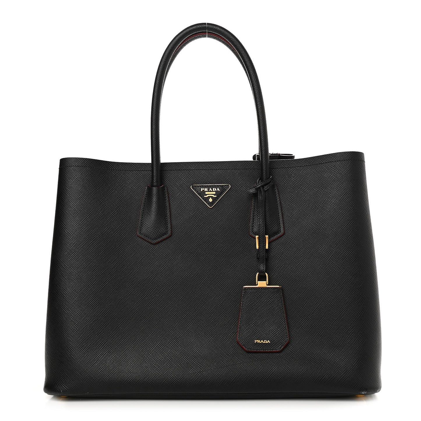Saffiano Cuir Medium Double Bag Black Fuoco