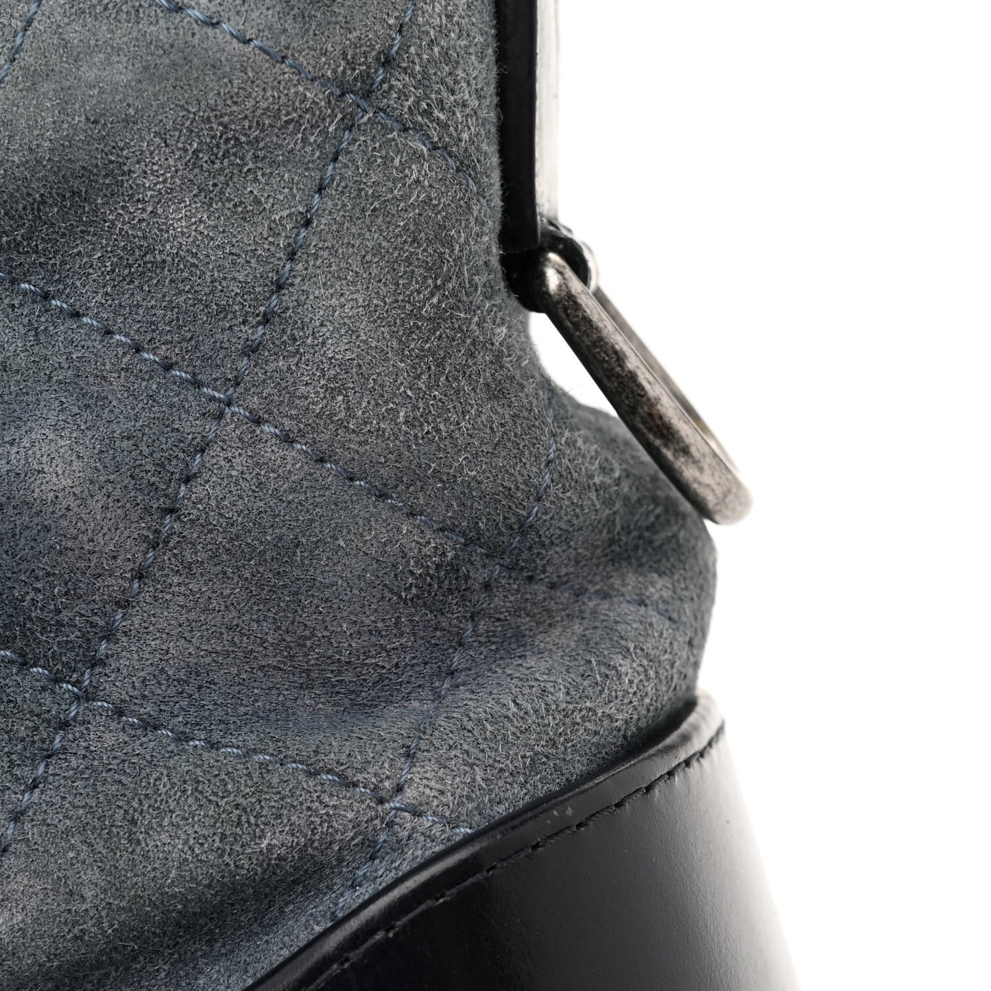 Suede Calfskin Quilted Small Gabrielle Hobo Blue