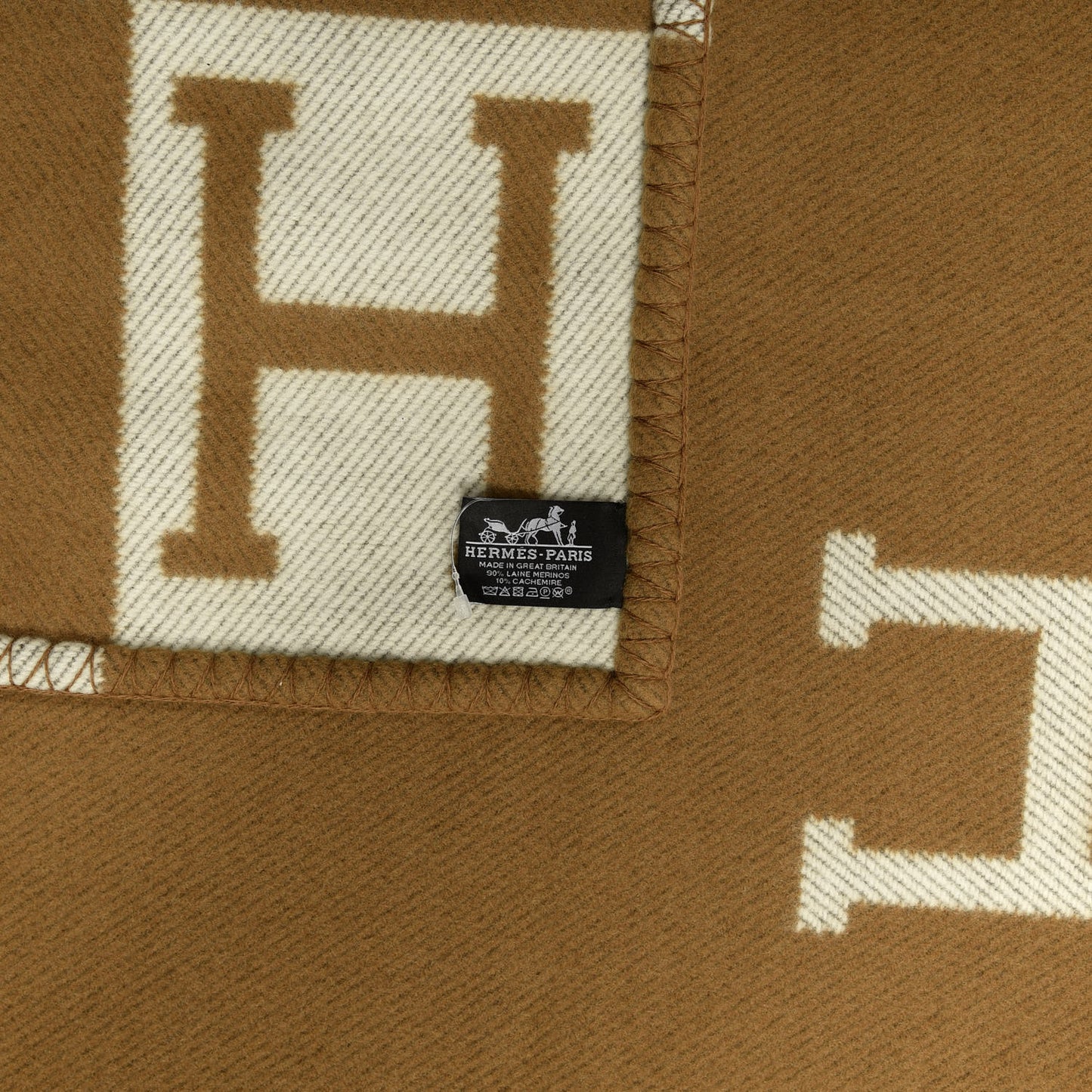 Wool Cashmere Avalon Blanket Ecru Camel