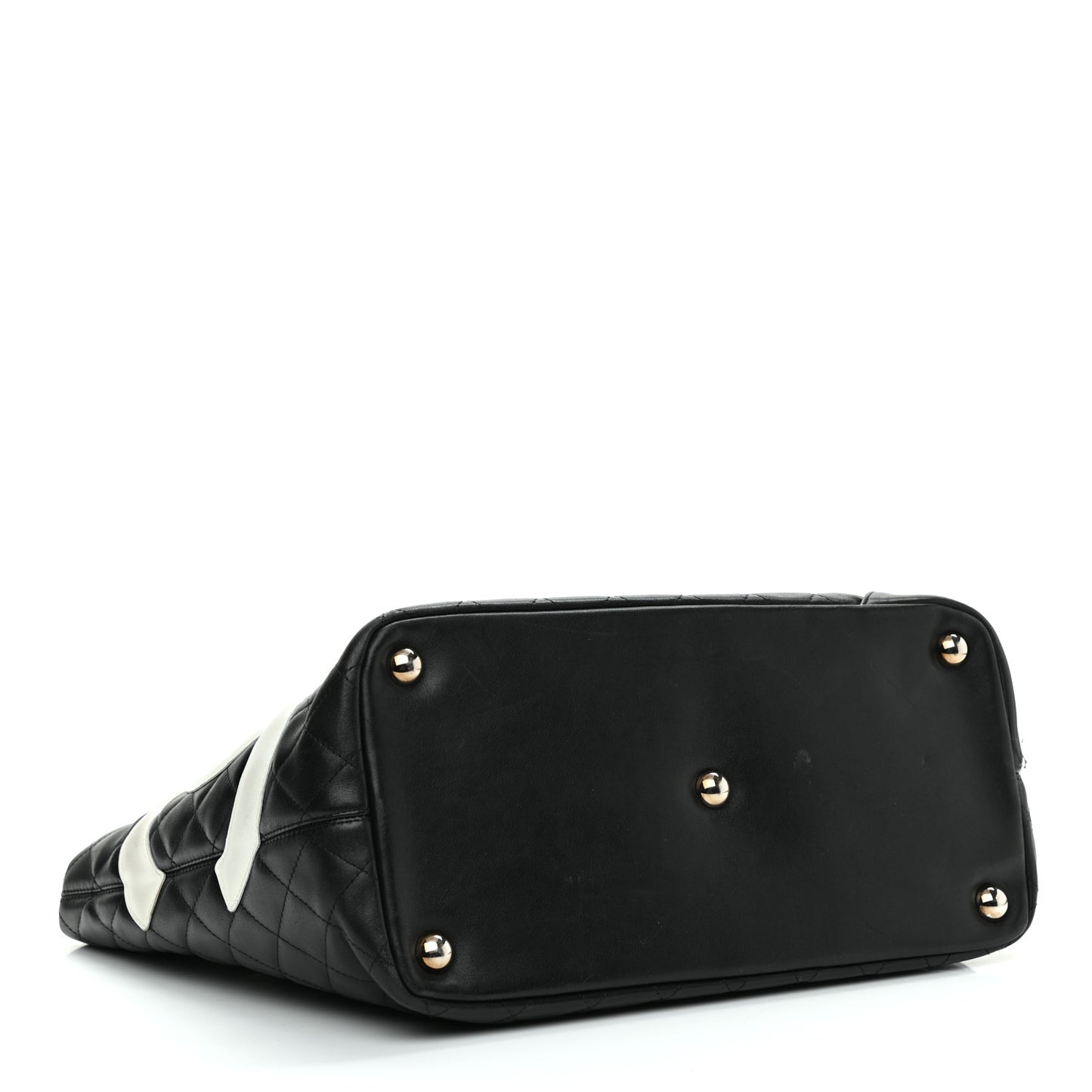 Calfskin Quilted Large Cambon Tote Black White