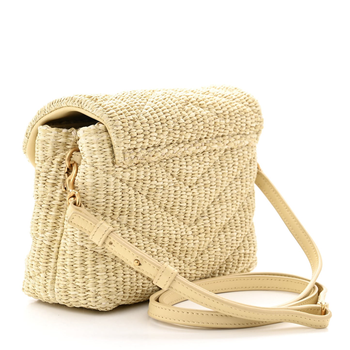 Raffia Monogram Toy Loulou Chain Satchel Naturale