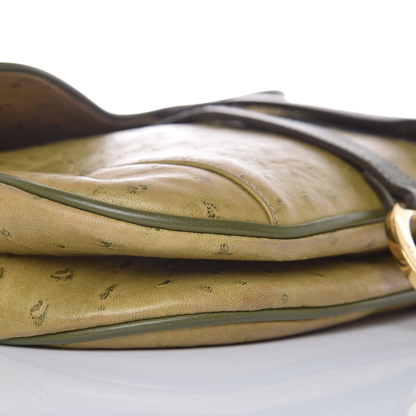 Ostrich Double Saddle Bag Green