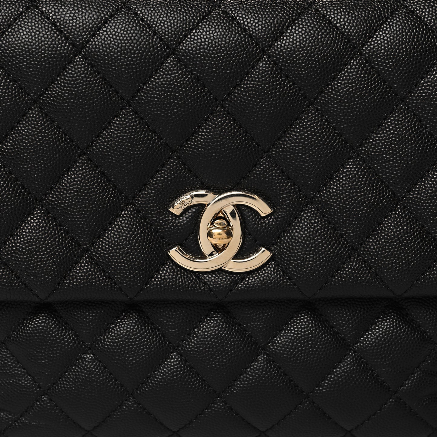 Caviar Quilted Medium Coco Handle Flap Black