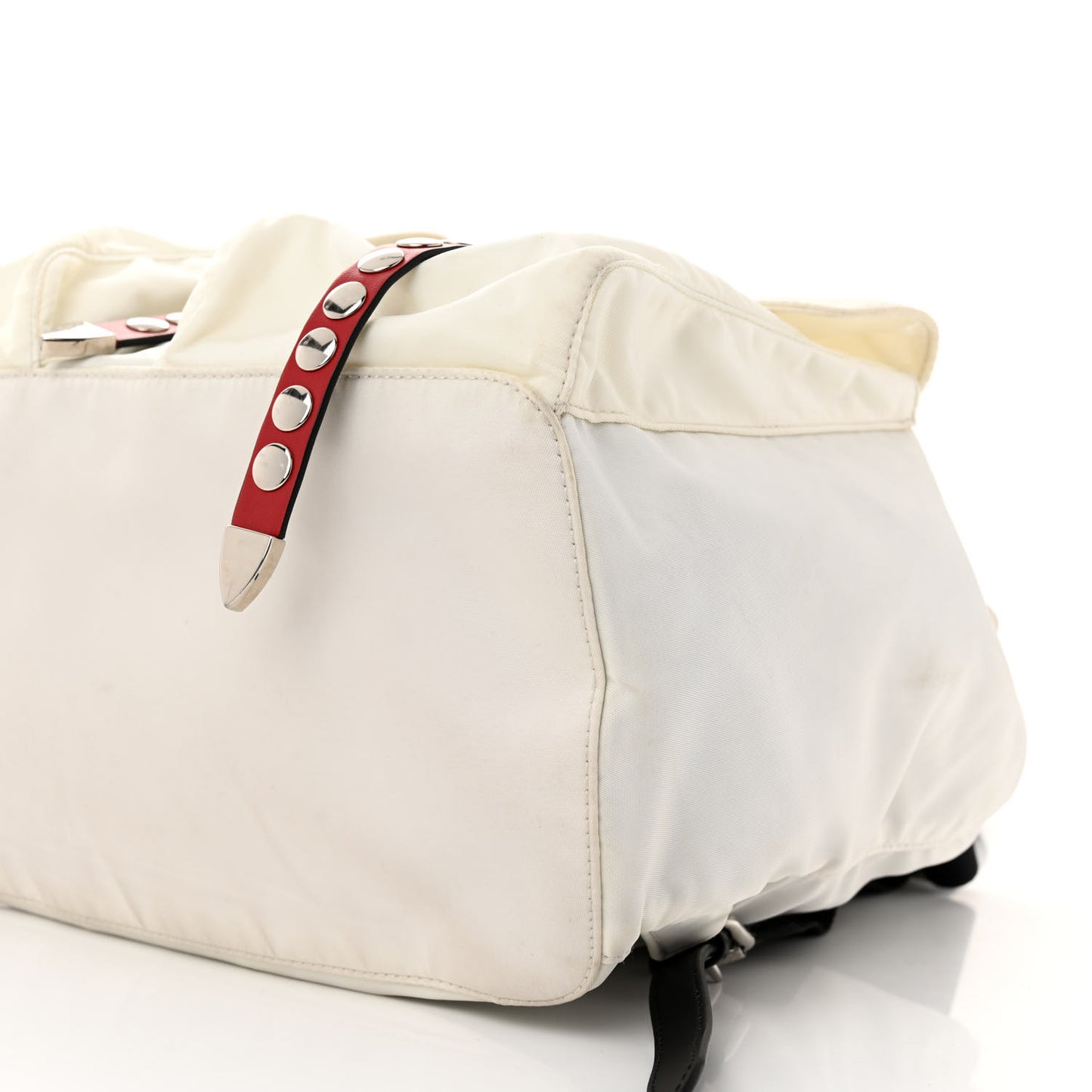 Nylon New Vela Studded Backpack White Fuoco