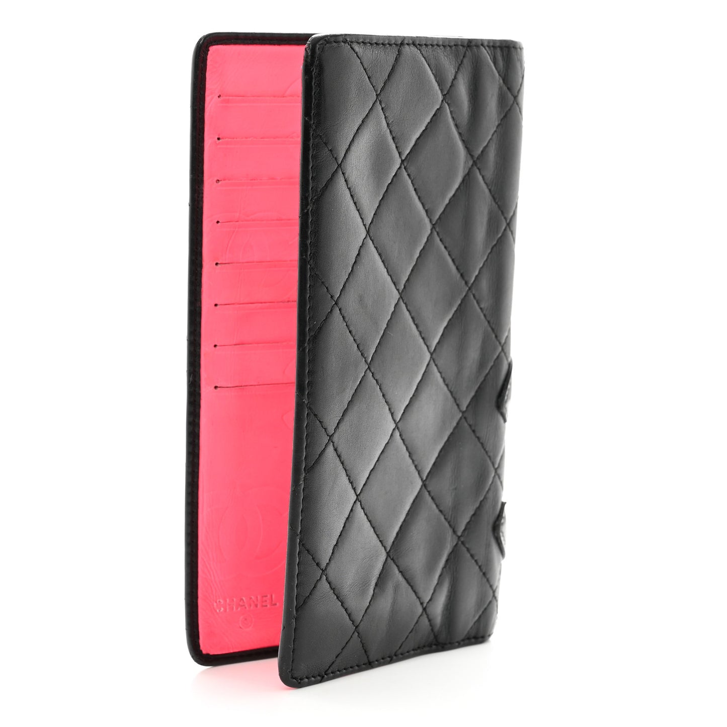 Calfskin Quilted Cambon Yen Wallet Black