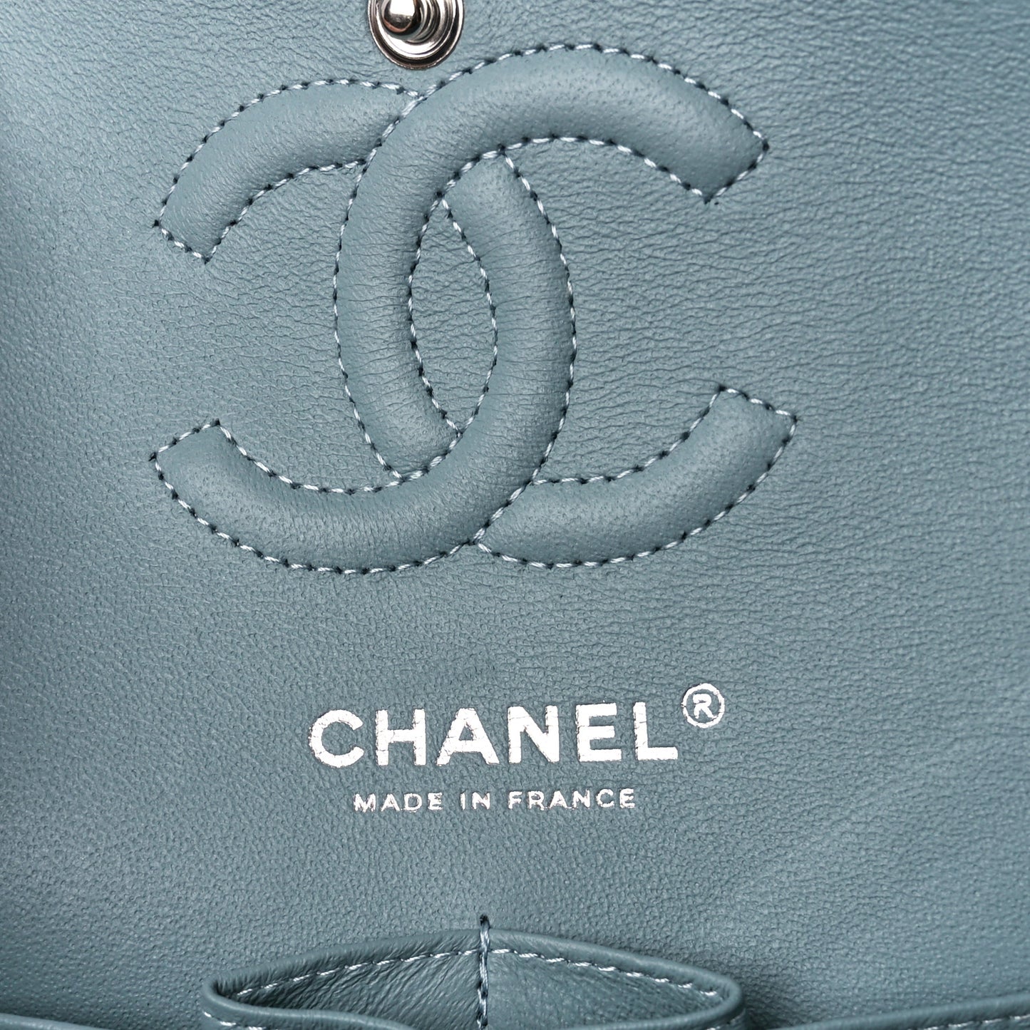 Caviar Quilted Small Double Flap Light Blue