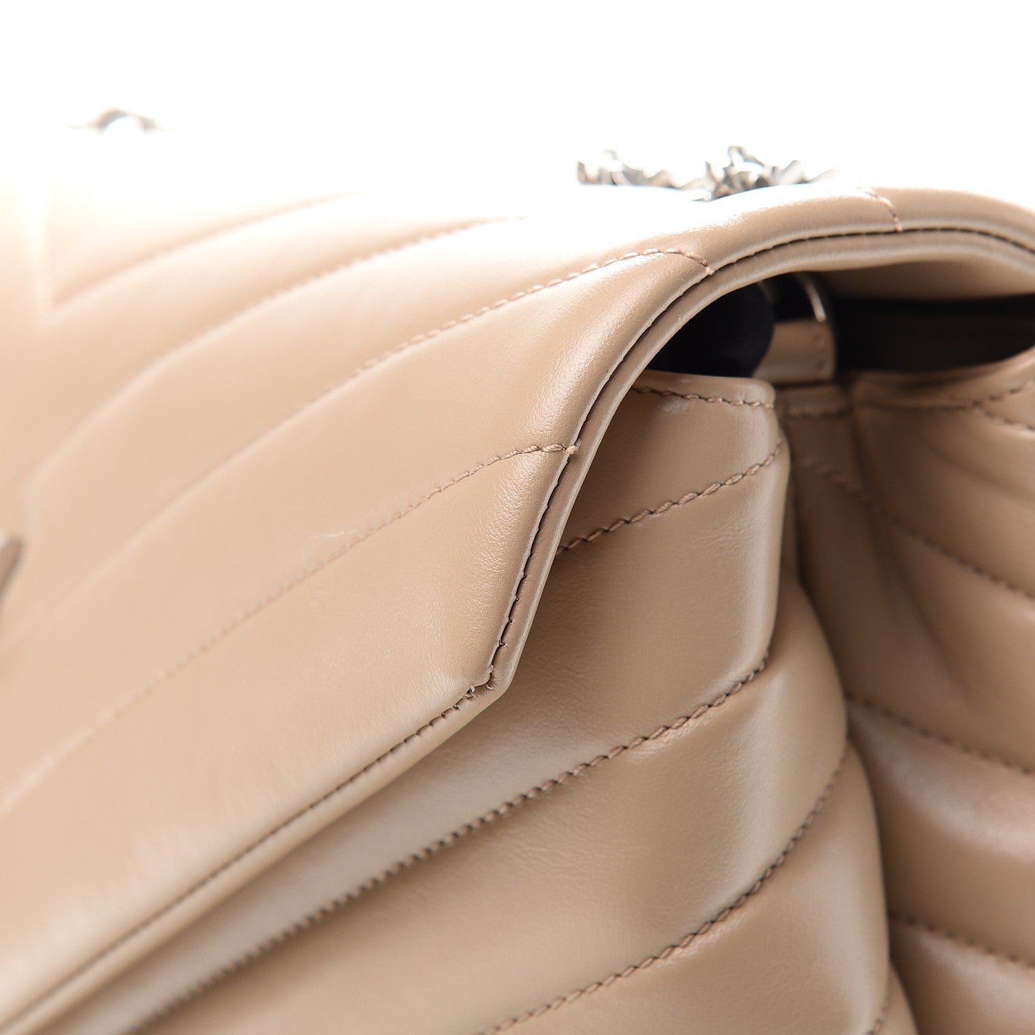 Saint Laurent Calfskin Y Quilted Monogram Medium Loulou Chain Satchel Dark Beige 9 of 10