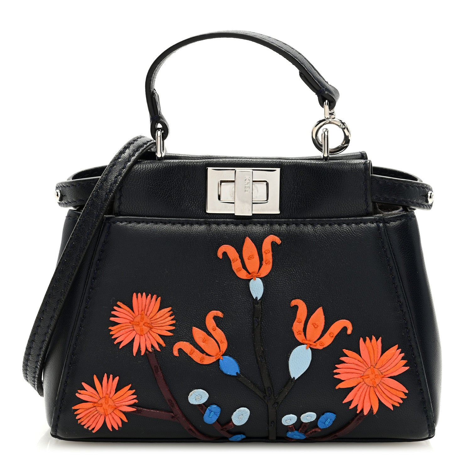 Fendi Shiny Nappa Botanic Garden Embroidered Micro Peekaboo Iconic