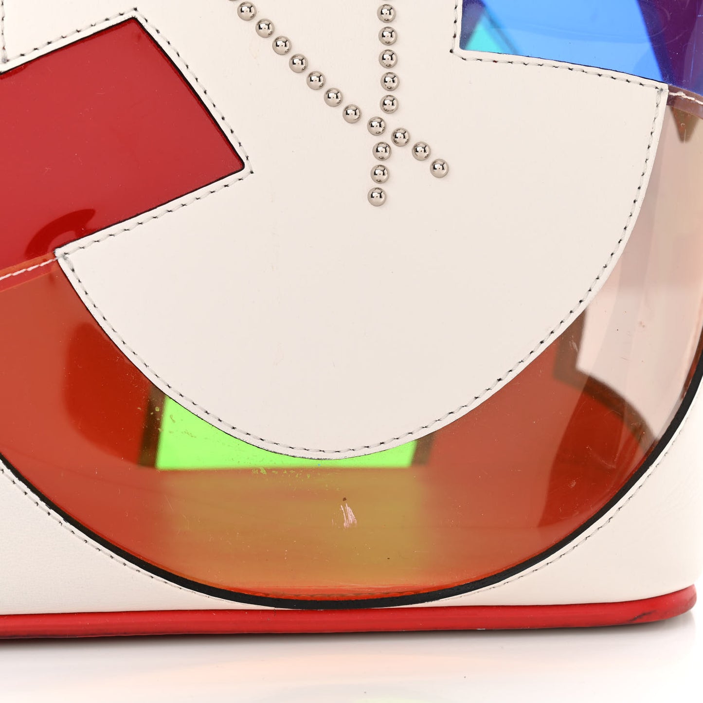 Calfskin PVC Love Spikes East West Cabata Tote Latte Multicolor