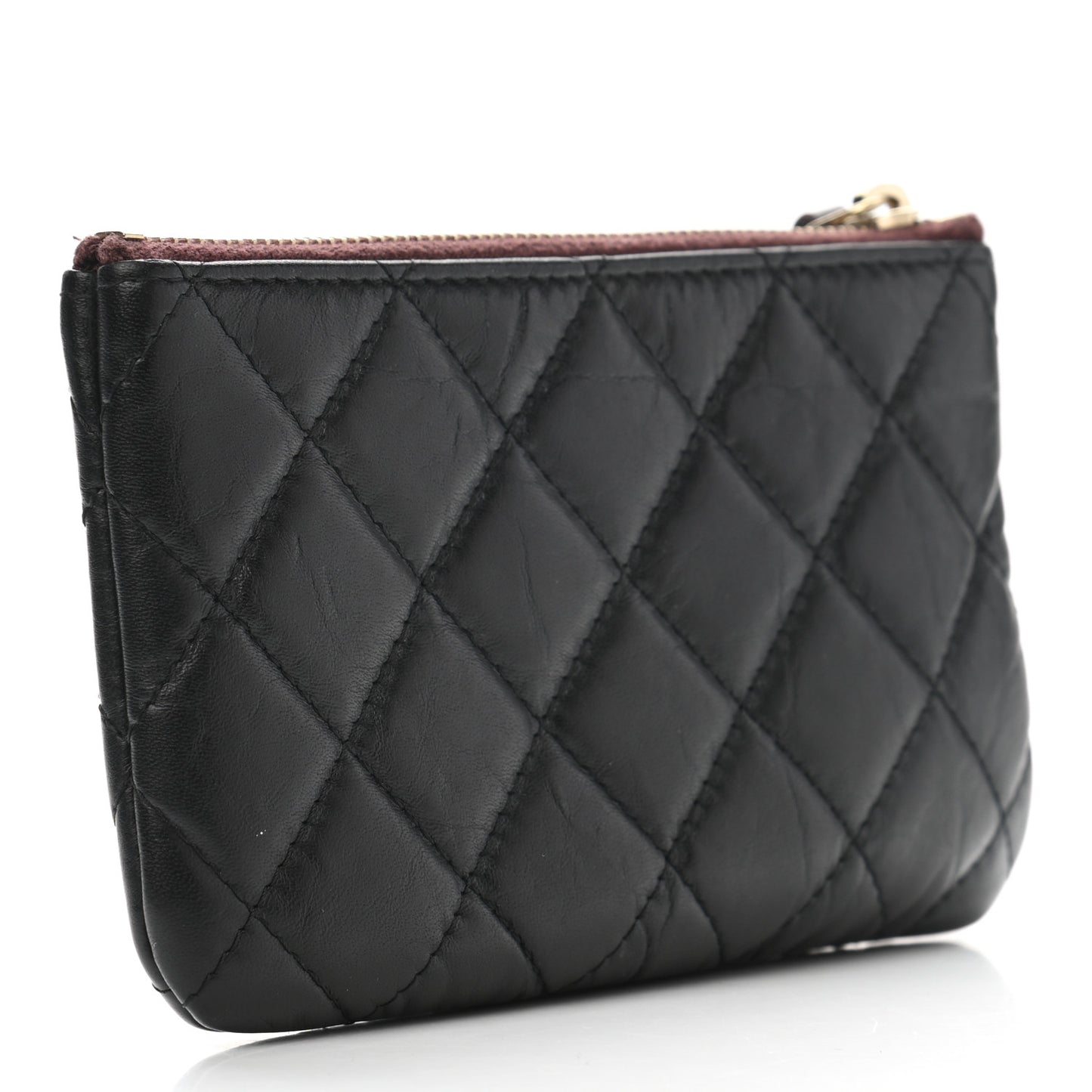 Aged Calfskin Quilted Small Reissue Cosmetic Case Black