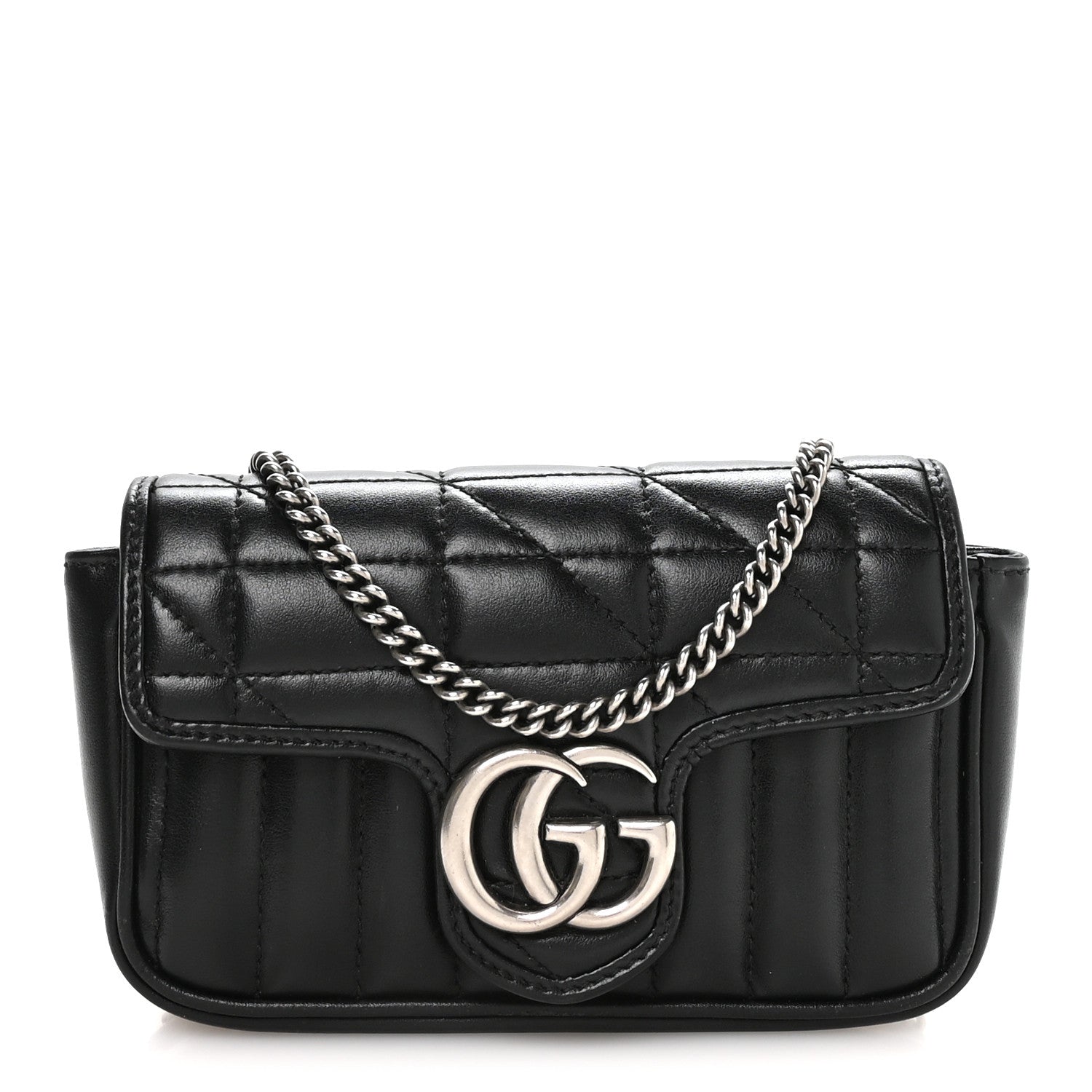 Gucci Calfskin Matelasse Aria Super Mini GG Marmont Shoulder Bag