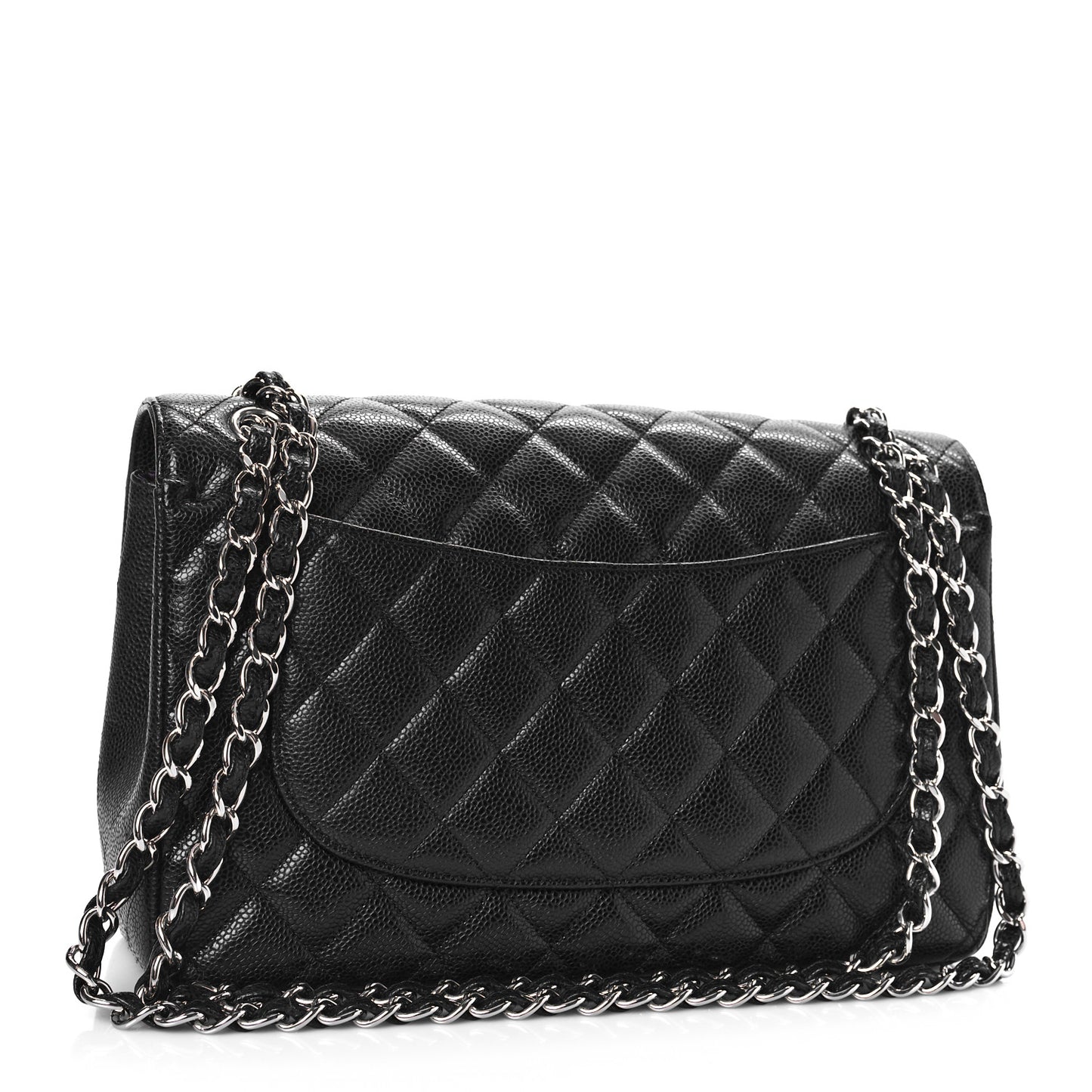 Caviar Quilted Jumbo Double Flap Black