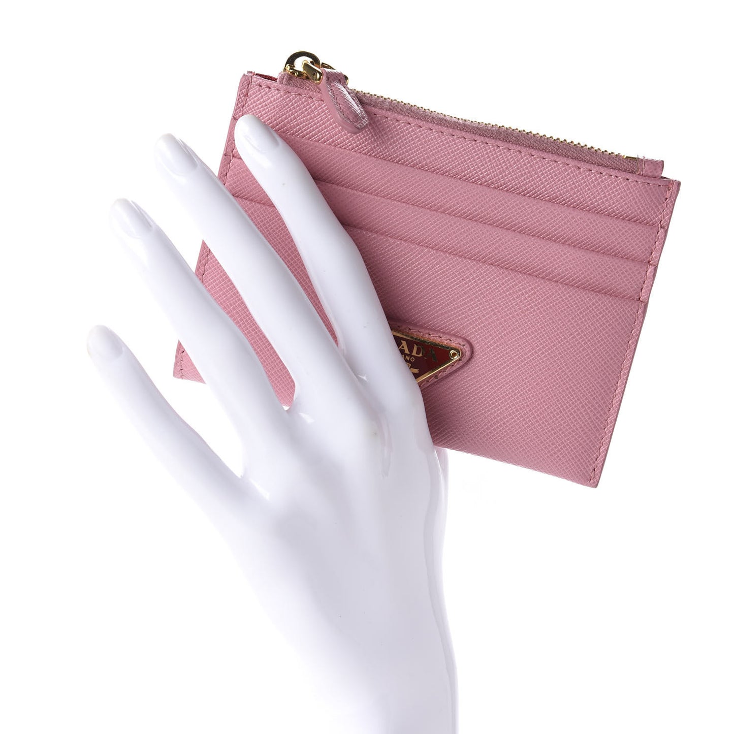 Saffiano Metal Zip Card Holder Petalo