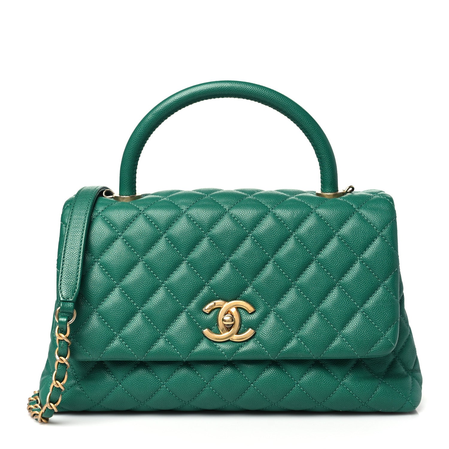 Chanel Caviar Quilted Small Coco Handle Flap Green 1 of 10