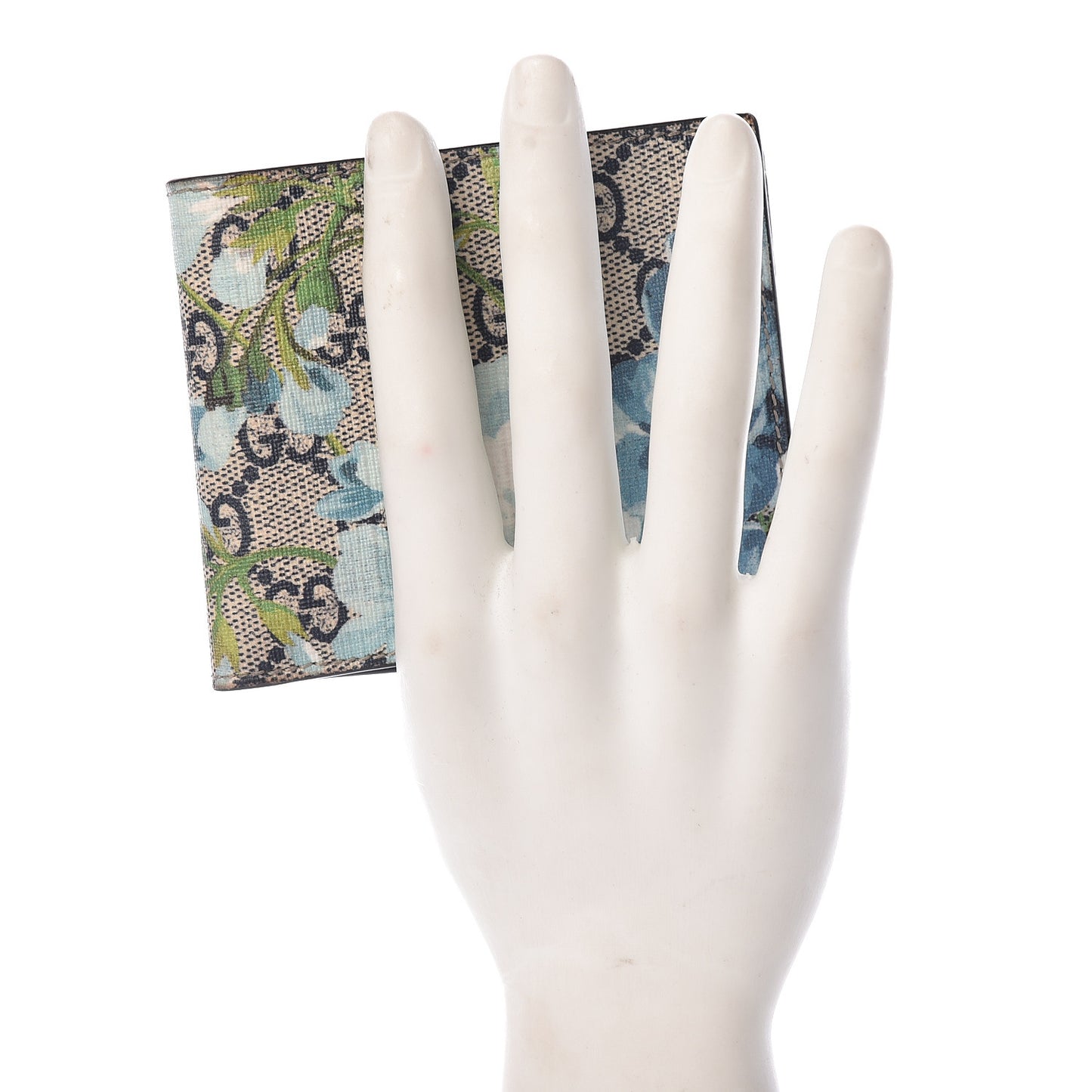 GG Supreme Monogram Blooms Bi-Fold Wallet Beige Blue Navy