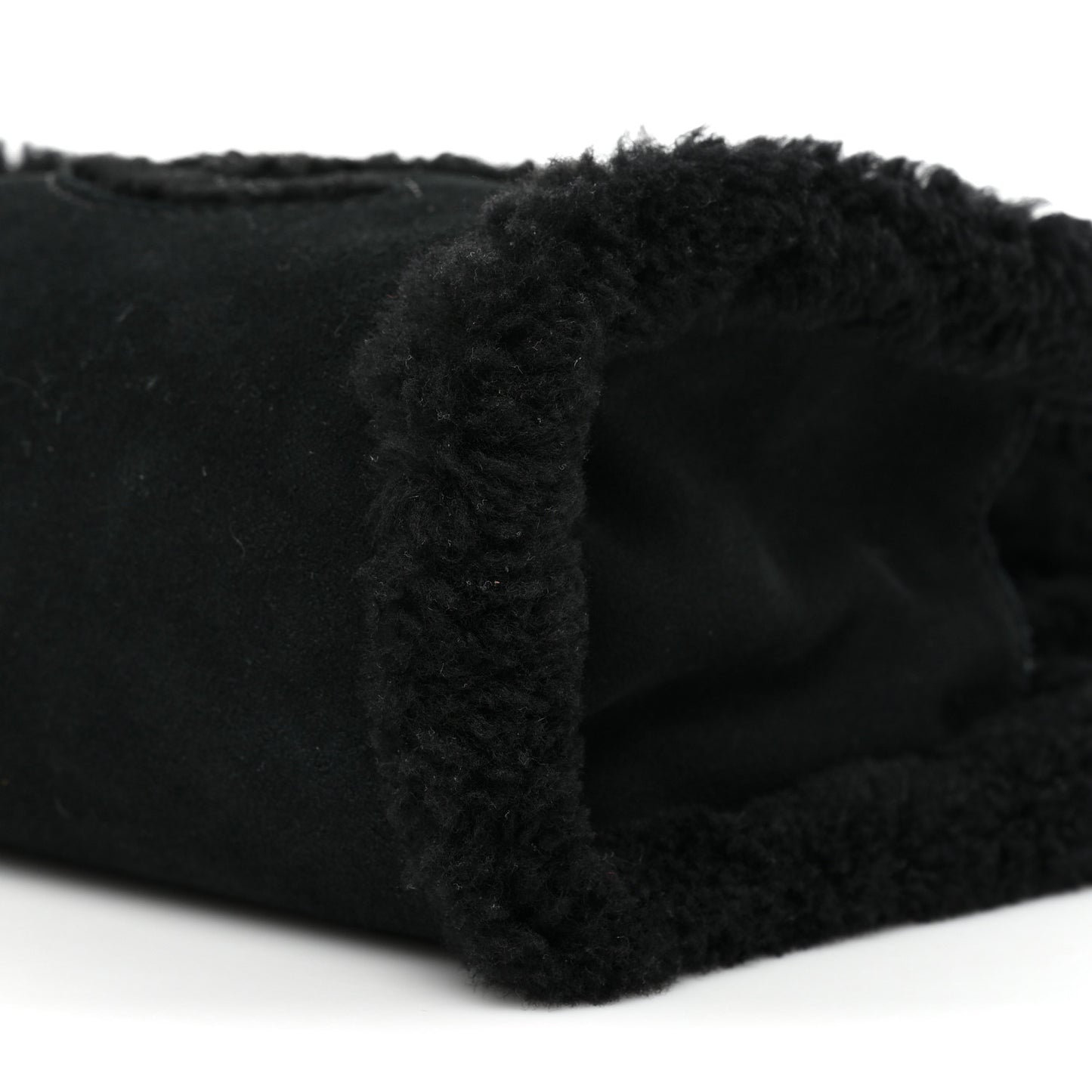 X UGG Suede Shearling Small Shopping Bag Black