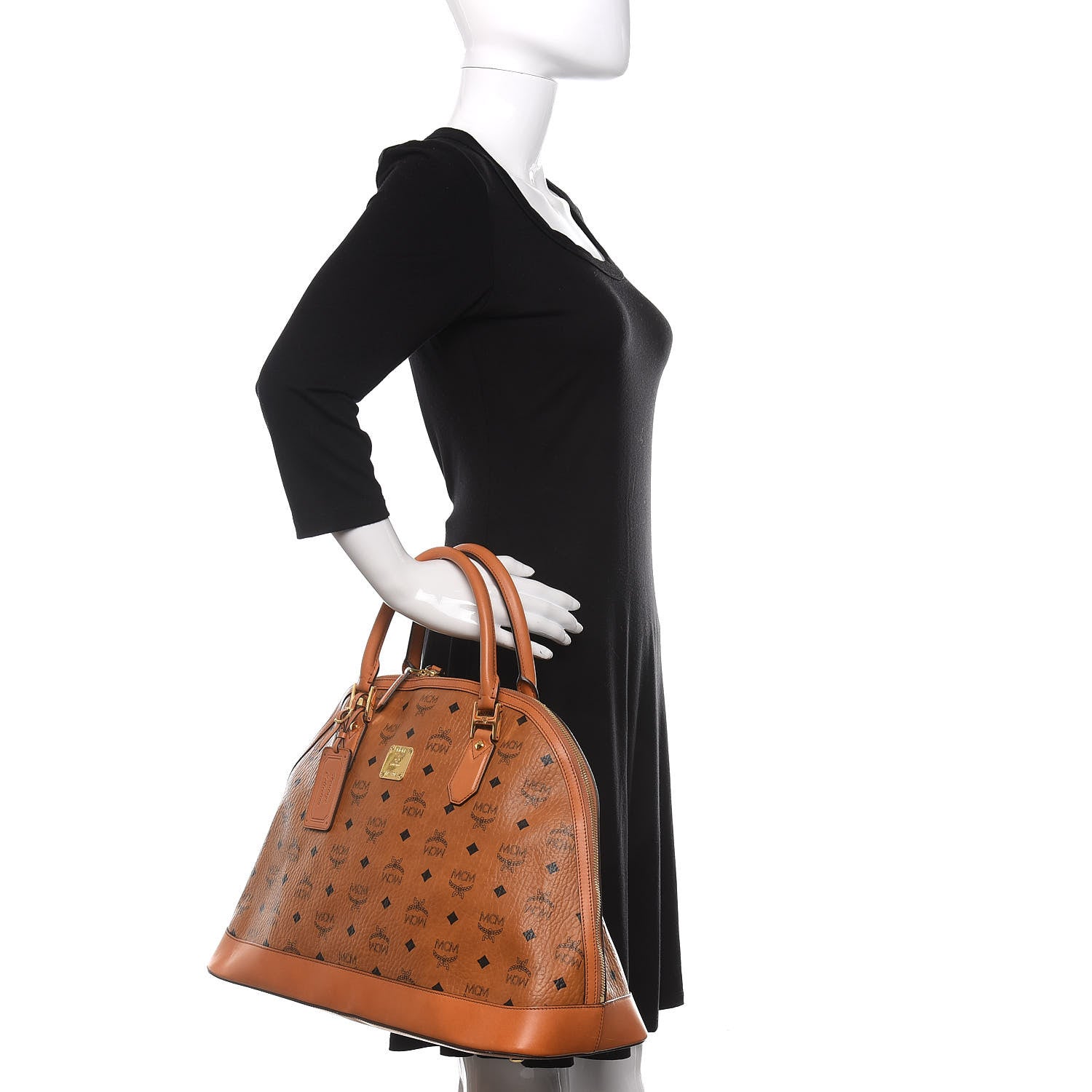 MCM Visetos Large Heritage Bowler Bag Cognac 2 of 10