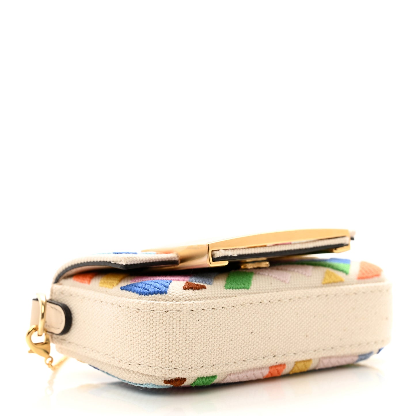 Canvas Nappa FF Multicolor Embroidered Nano Maxi Buckle Baguette Charm Grezzo Multicolor
