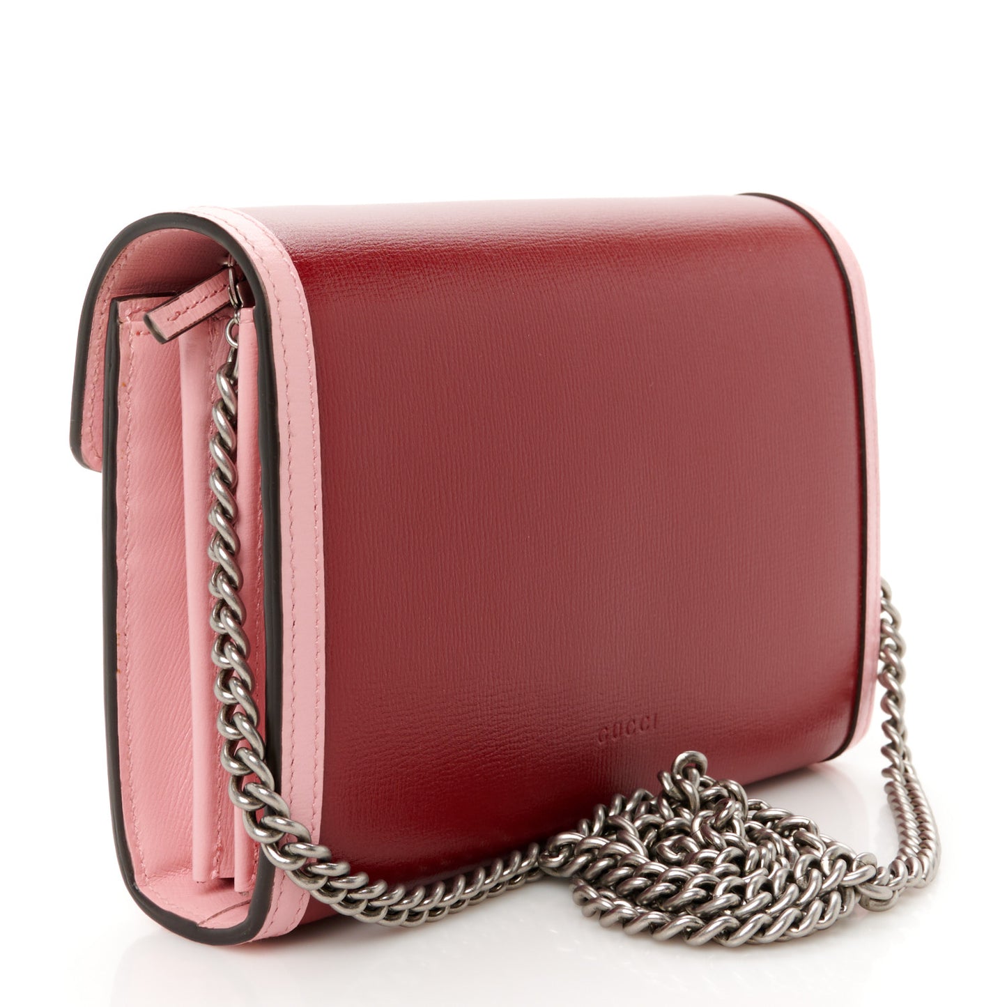 Azalea Calfskin Enamel Mini Dionysus Chain Wallet New Cherry Red Wild Rose Off White