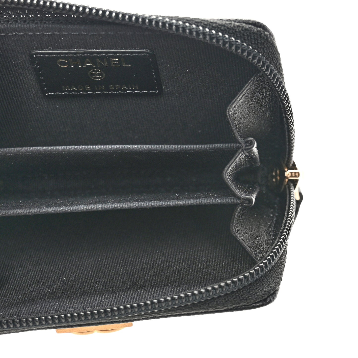 Caviar Quilted Boy Zip Around Coin Purse Wallet Black
